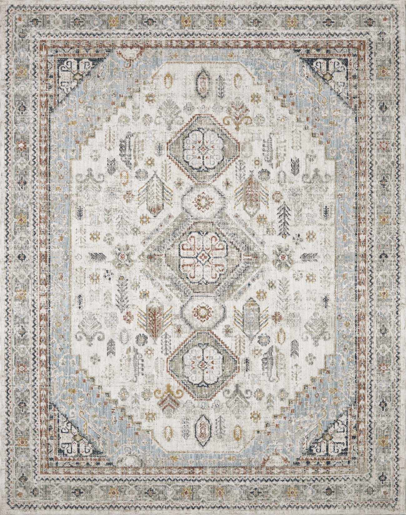 Gray And Cream Traditional Style Area Rug - Image 2