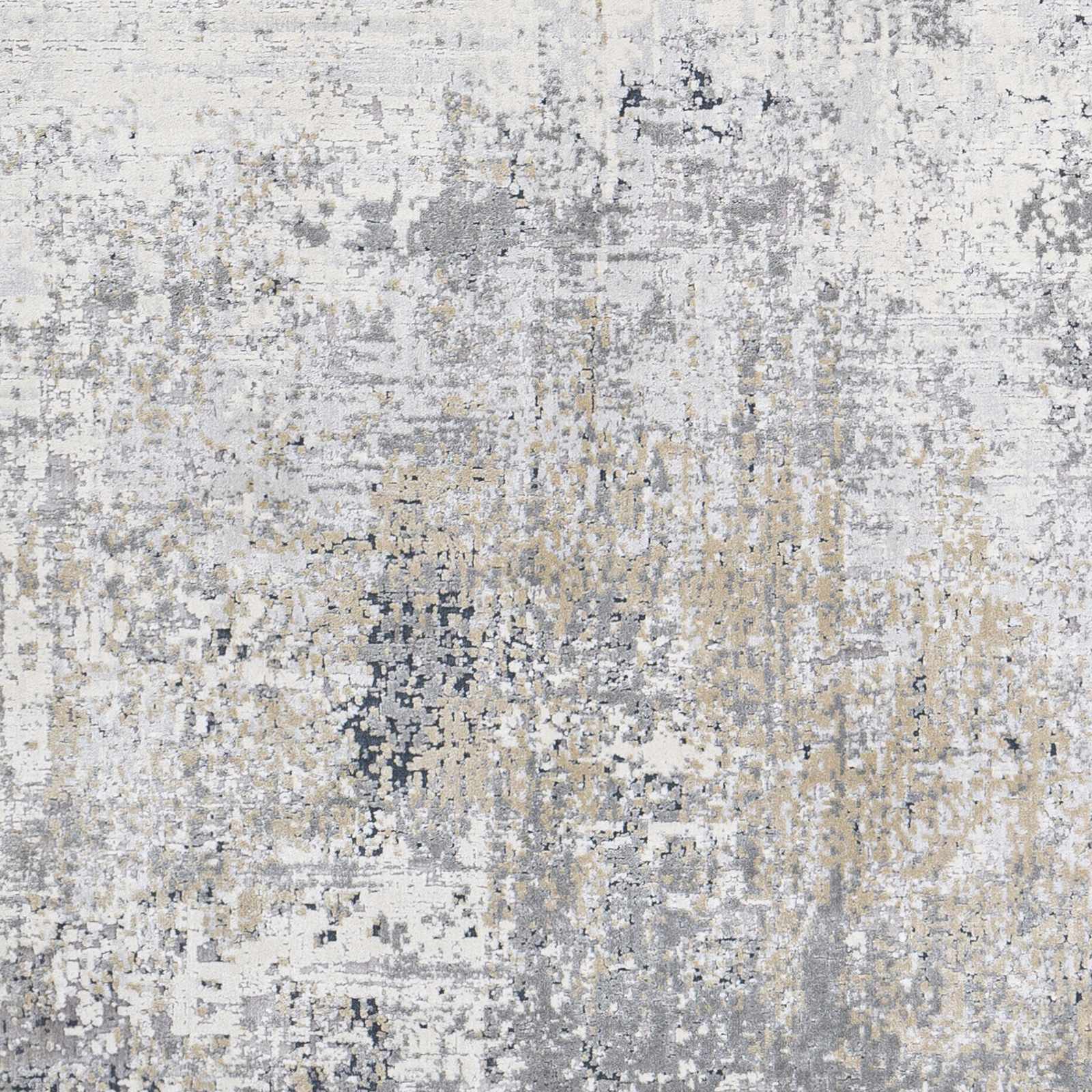 Gray And Ivory Modern Abstract Machine Woven Area Rug - Image 2