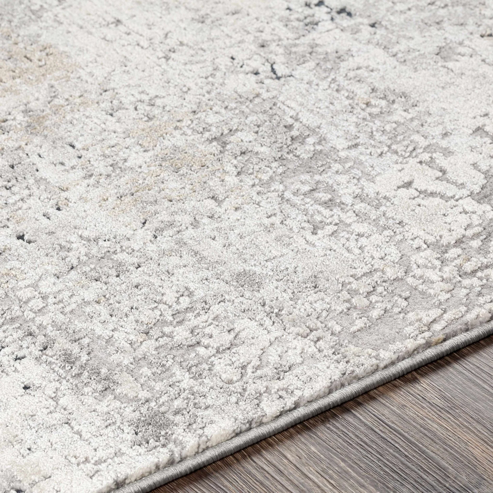 Gray And Ivory Modern Abstract Machine Woven Area Rug - Image 3