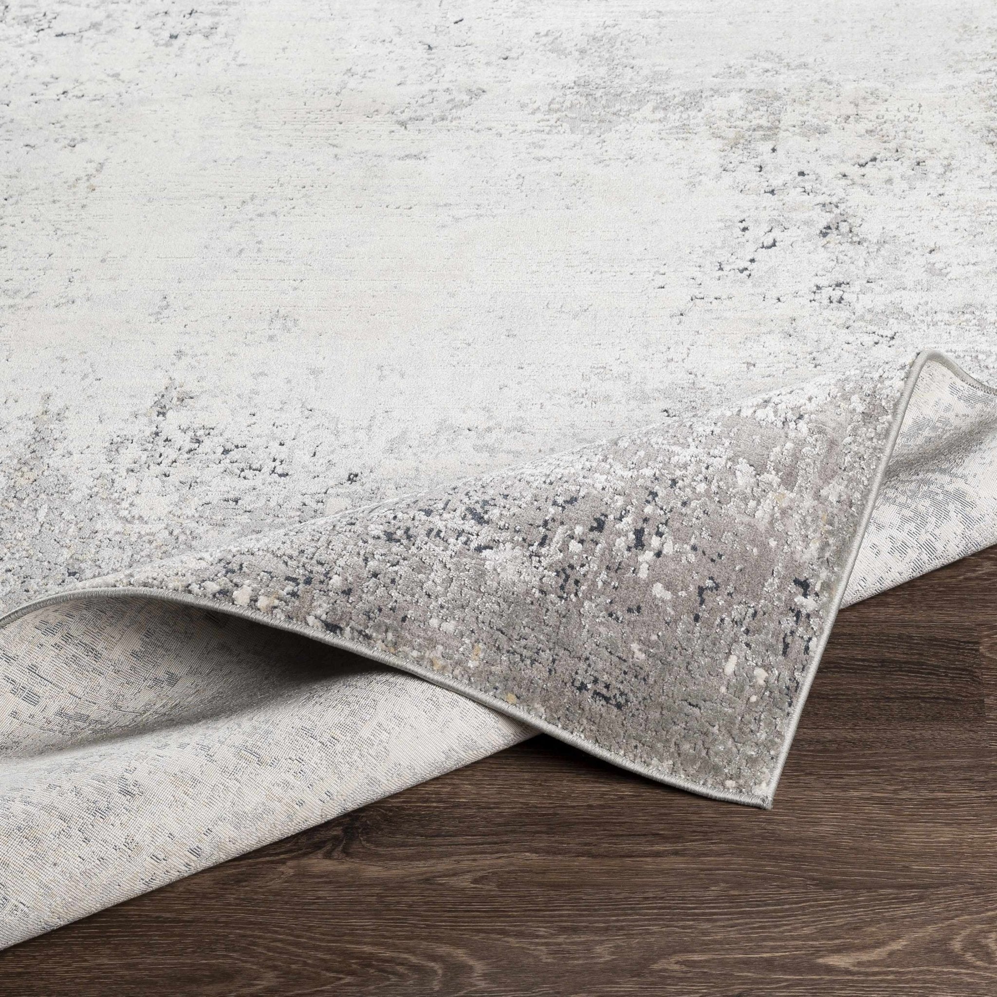 Gray And Ivory Modern Abstract Machine Woven Area Rug - Image 4