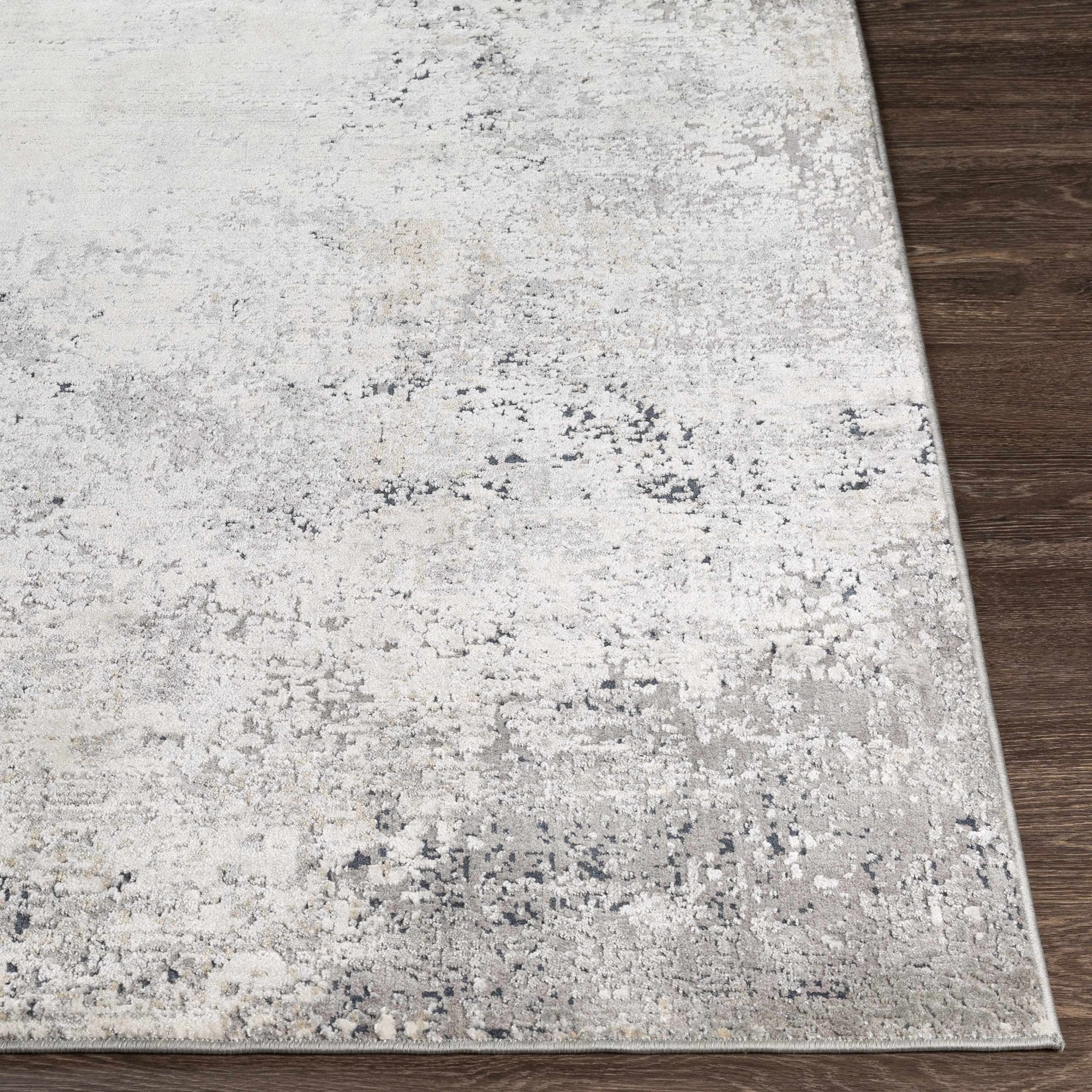 Gray And Ivory Modern Abstract Machine Woven Area Rug - Image 7