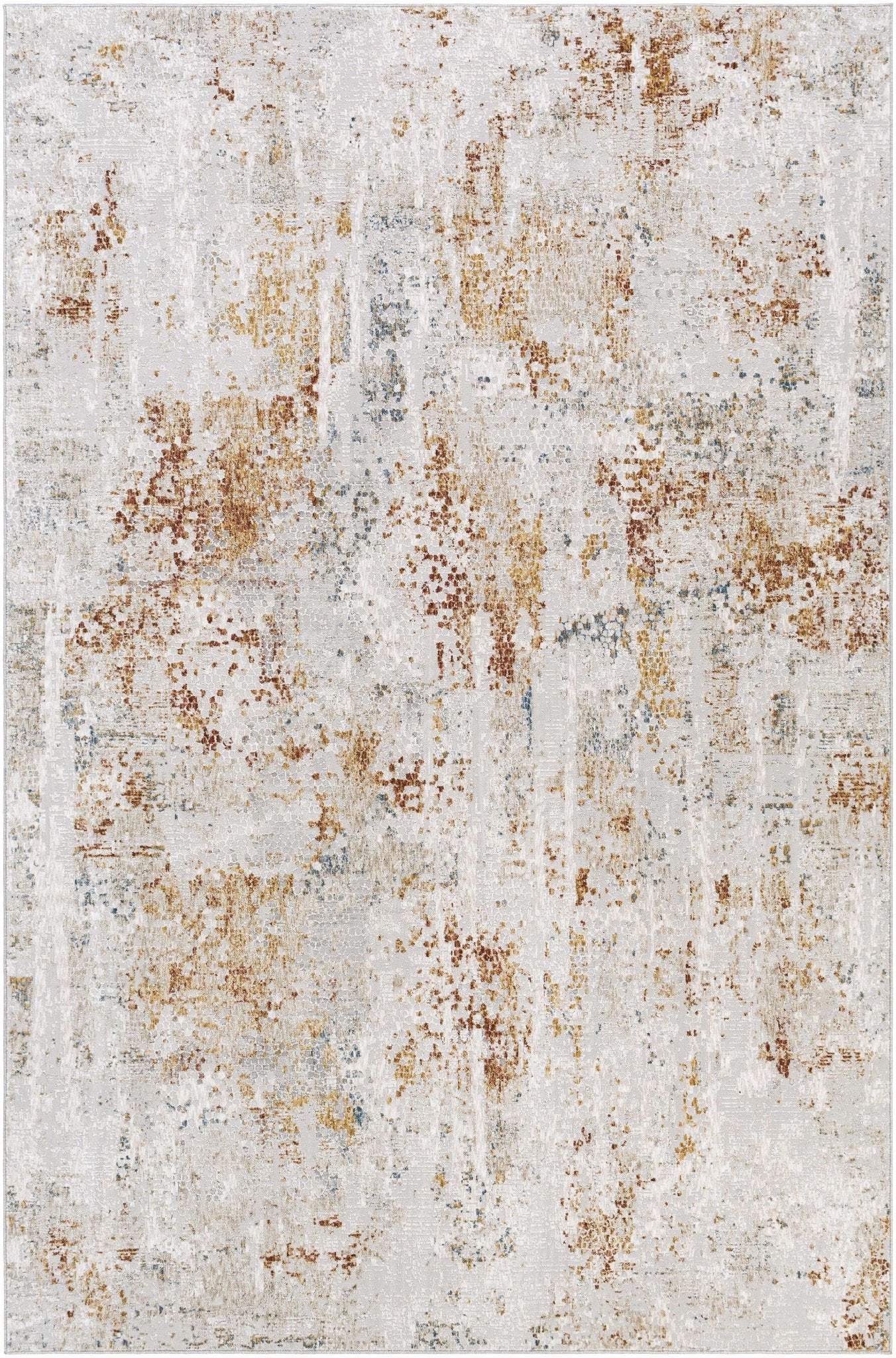 Silver, Rust And Mustard Contemporary Style Machine Woven Area Rug - Image 2