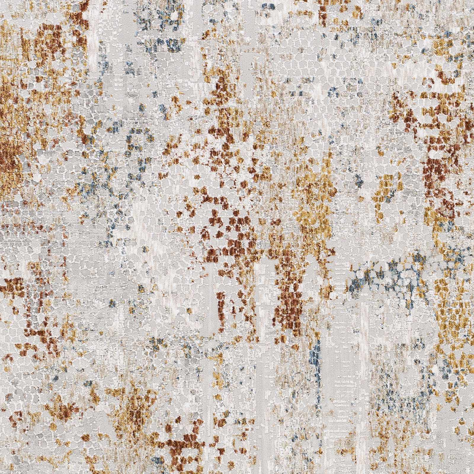 Silver, Rust And Mustard Contemporary Style Machine Woven Area Rug - Image 5