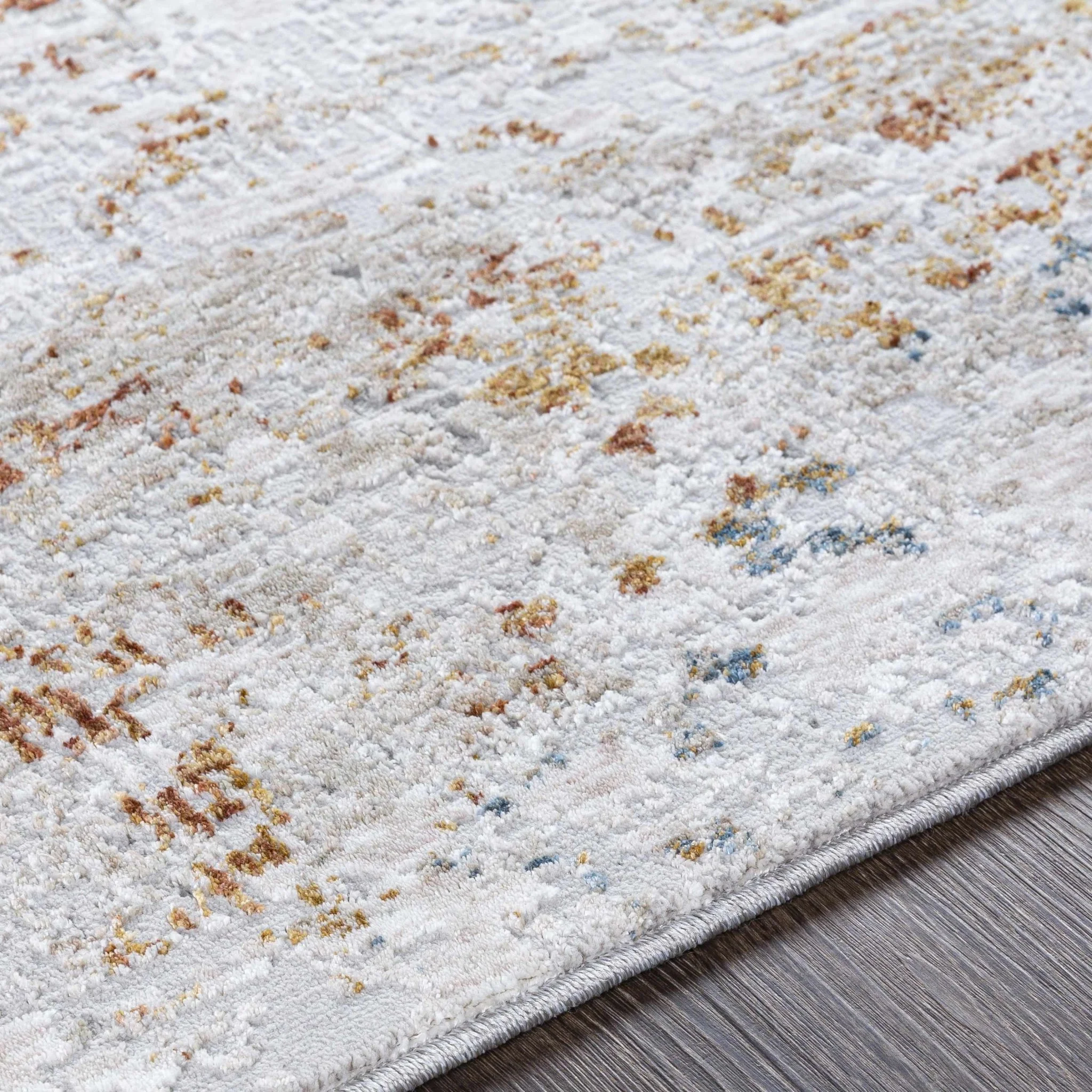 Silver, Rust And Mustard Contemporary Style Machine Woven Area Rug - Image 6