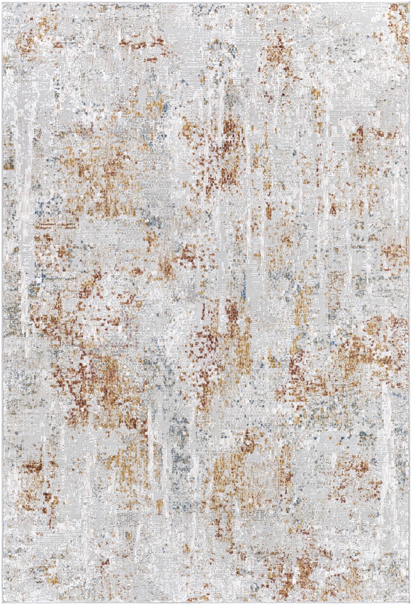Silver, Rust And Mustard Contemporary Style Machine Woven Area Rug - Image 8