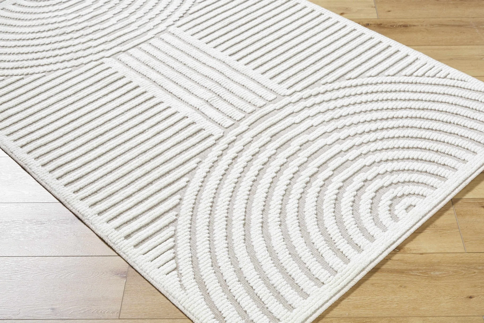 Gray And Off White Contemporary Style Washable Rug - Image 3