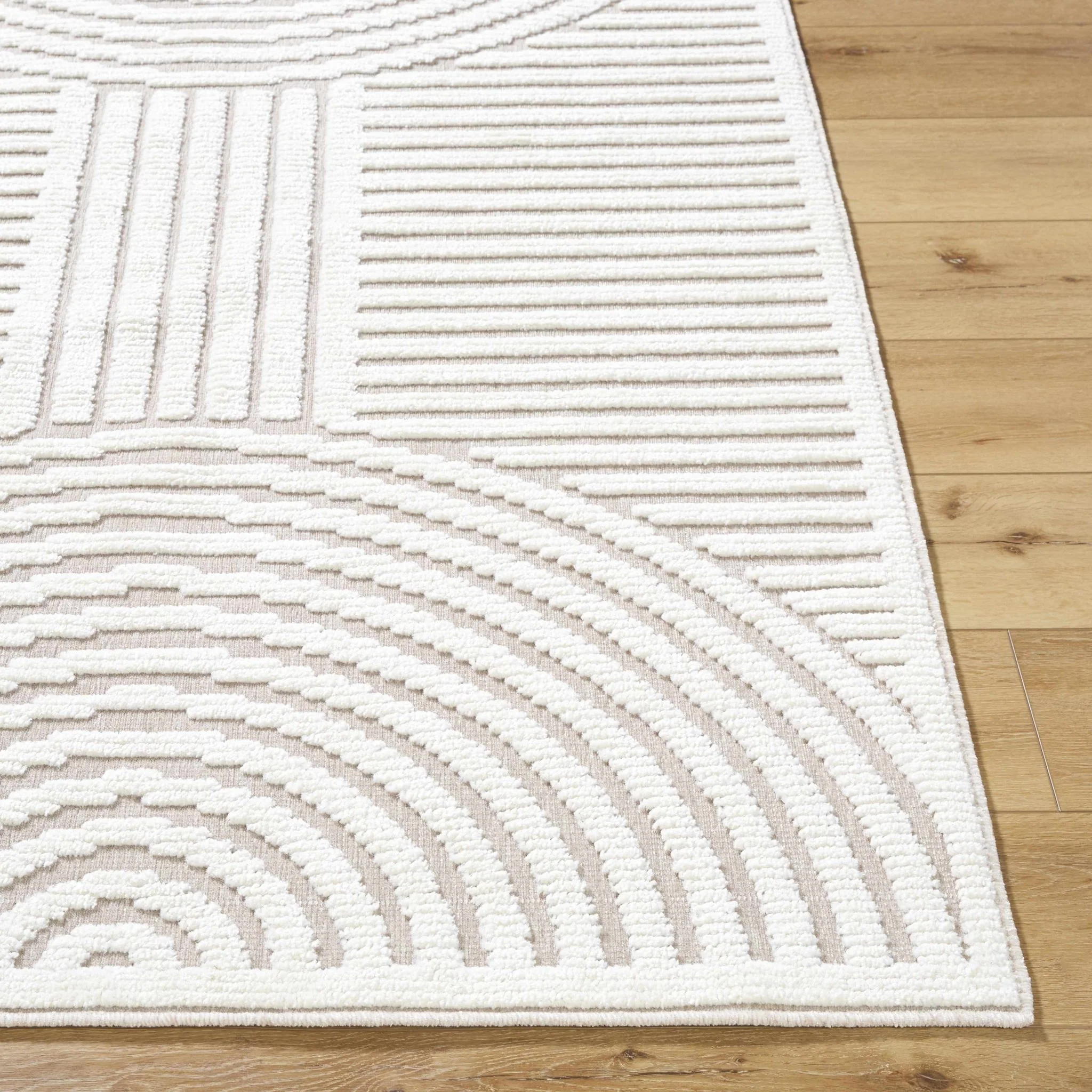 Gray And Off White Contemporary Style Washable Rug - Image 4