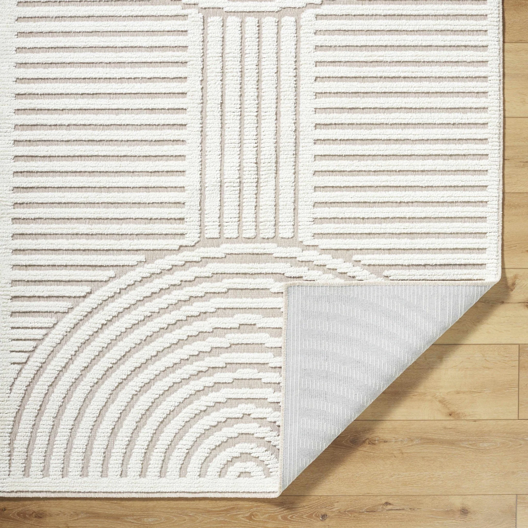 Gray And Off White Contemporary Style Washable Rug - Image 5