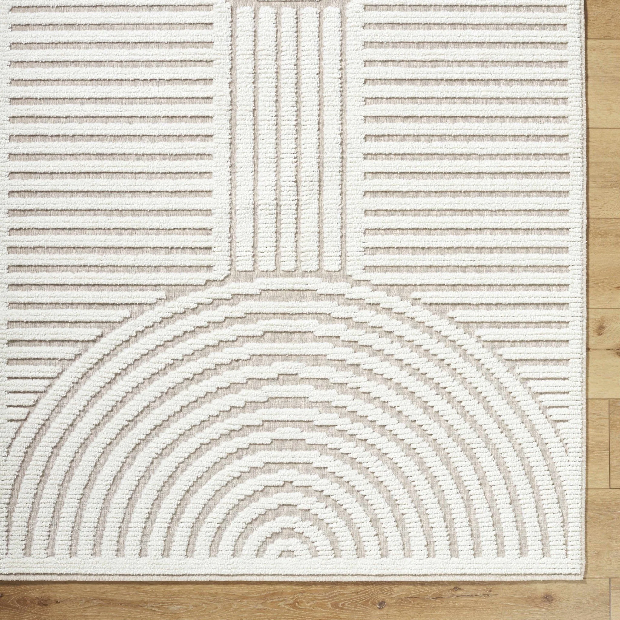 Gray And Off White Contemporary Style Washable Rug - Image 6