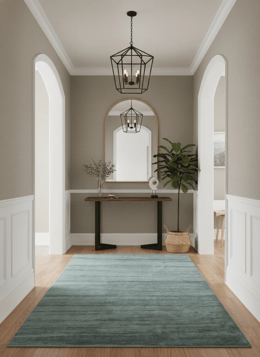 Gray and Silver Modern Abstract Hand Knotted 6x9 Wool and Viscose Area Rug - Image 2