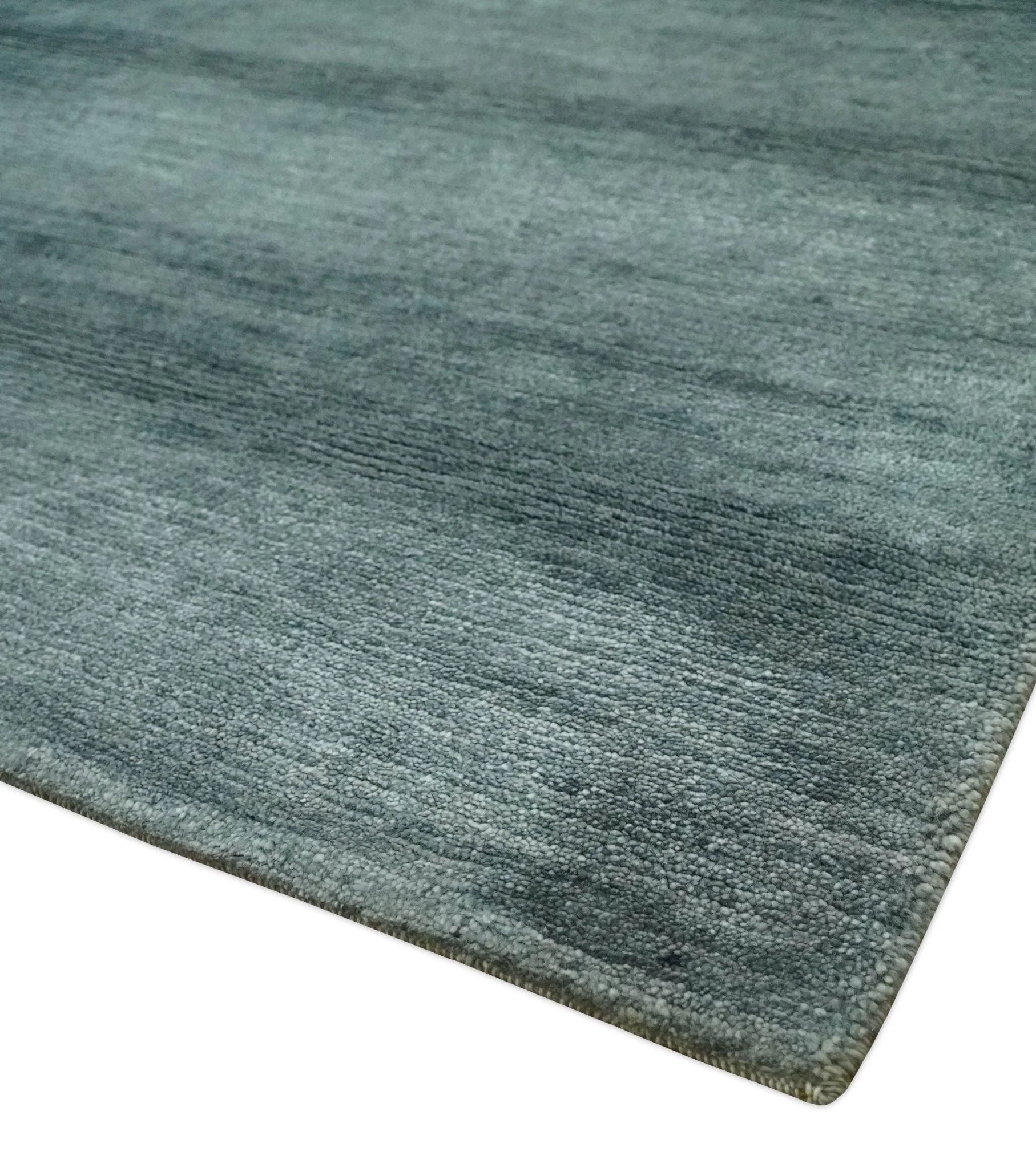Gray and Silver Modern Abstract Hand Knotted 6x9 Wool and Viscose Area Rug - Image 6