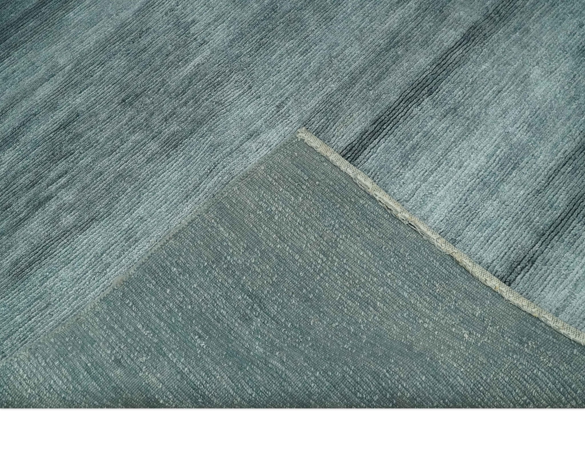 Gray and Silver Modern Abstract Hand Knotted 6x9 Wool and Viscose Area Rug - Image 8