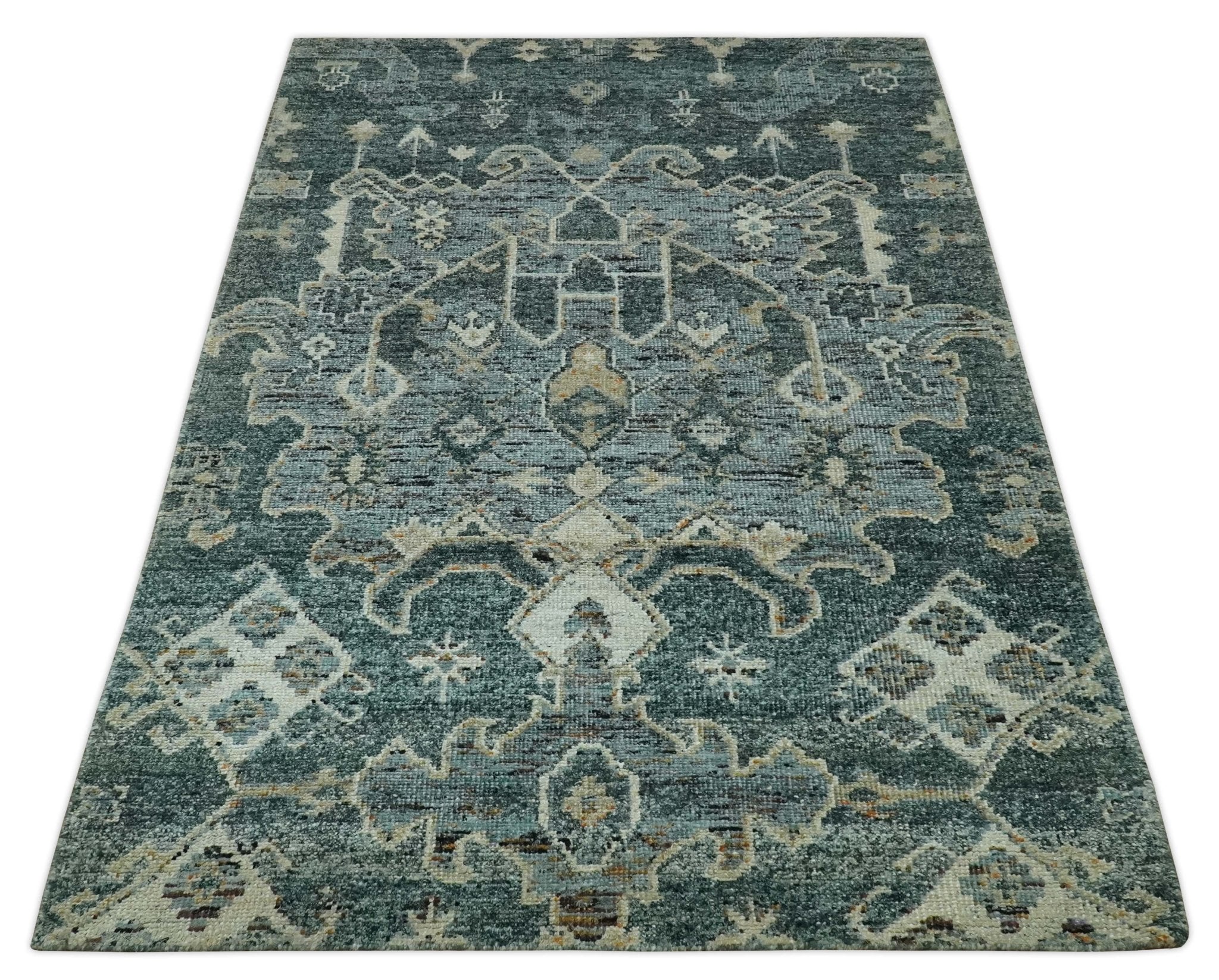 Antique look Gray and Silver 5.6x8.6 Traditional Large Design Hand Knotted wool Rug - Image 10
