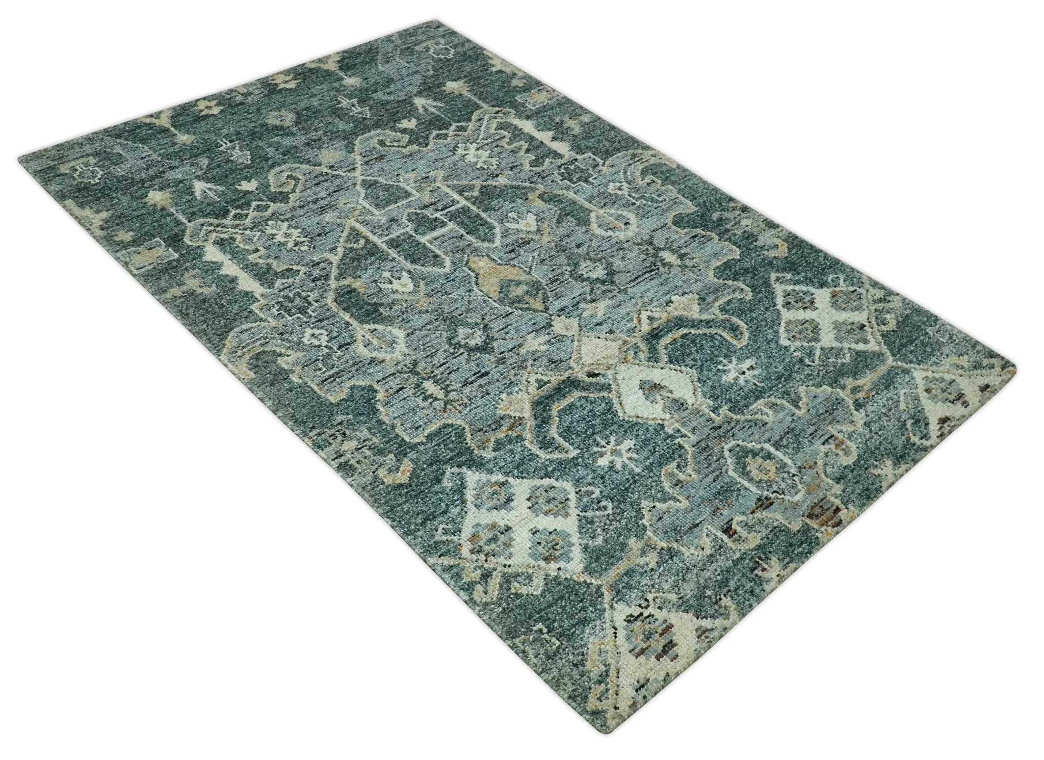 Antique look Gray and Silver 5.6x8.6 Traditional Large Design Hand Knotted wool Rug - Image 9