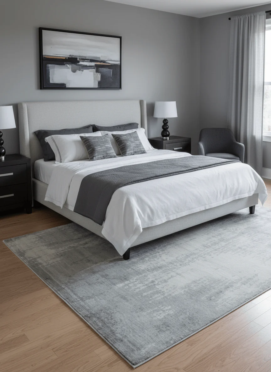 Gray And Silver Modern Abstract Design Hand Knotted Bamboo Silk Area Rug - Image 2