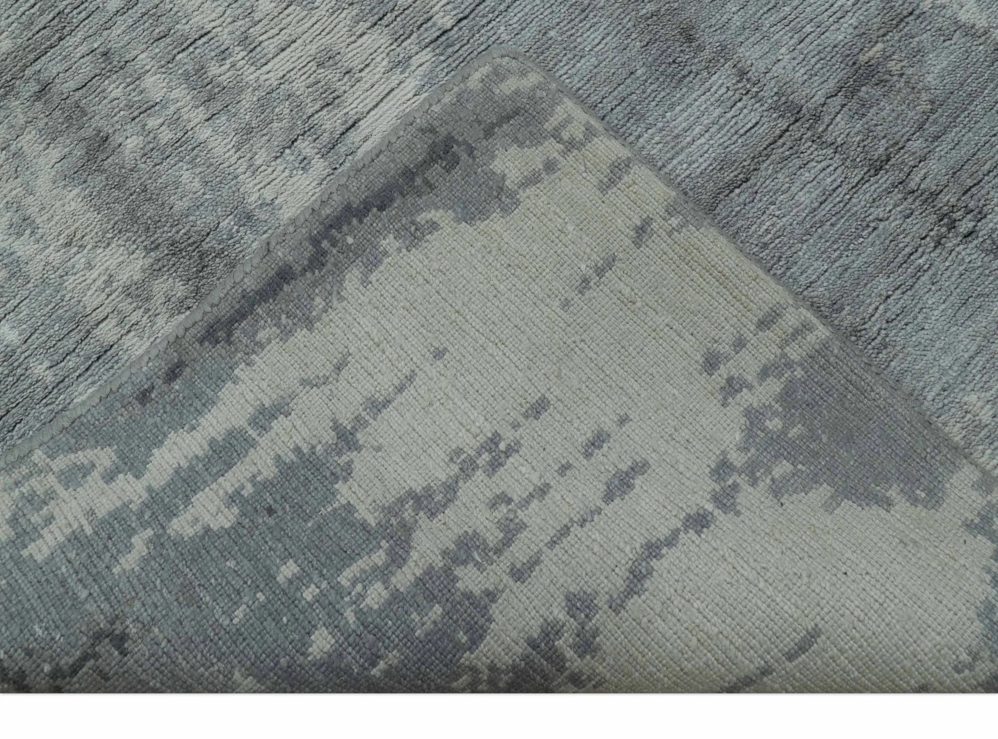 Gray And Silver Modern Abstract Design Hand Knotted Bamboo Silk Area Rug - Image 9
