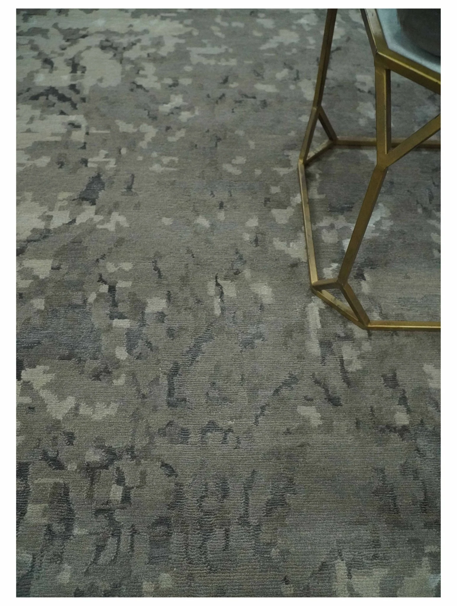 Gray and Silver Modern Abstract Hand knotted 6x9 Wool and Art Silk Area Rug - Image 3