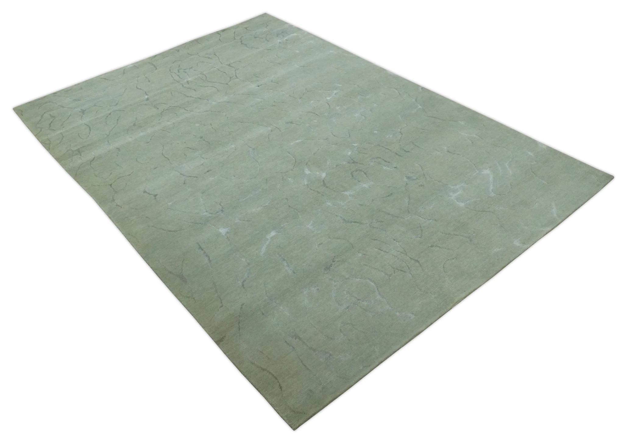 Beige and Silver Modern Abstract Hand loom 6x9 wool and Viscose Area Rug - Image 2