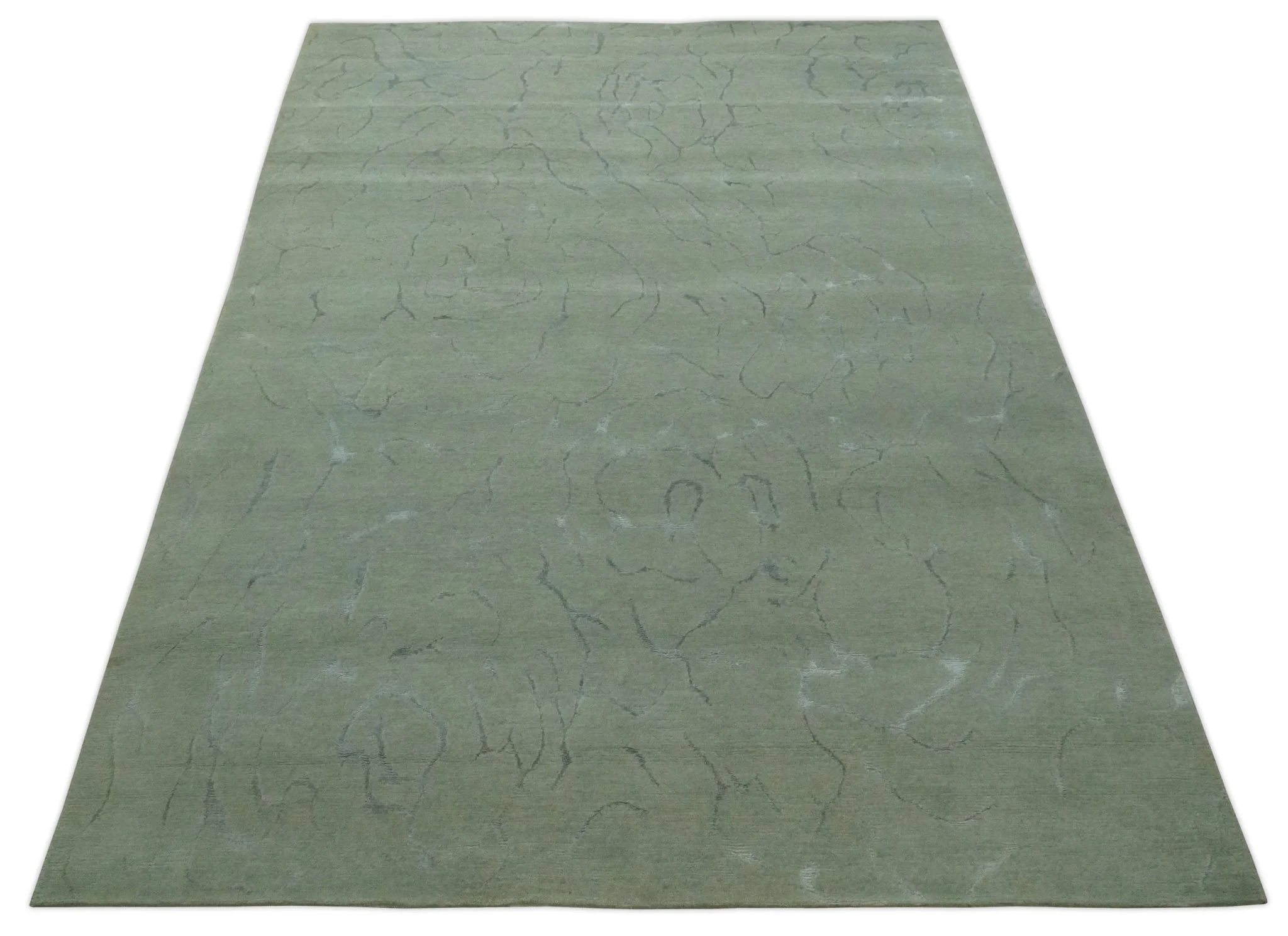 Beige and Silver Modern Abstract Hand loom 6x9 wool and Viscose Area Rug - Image 3