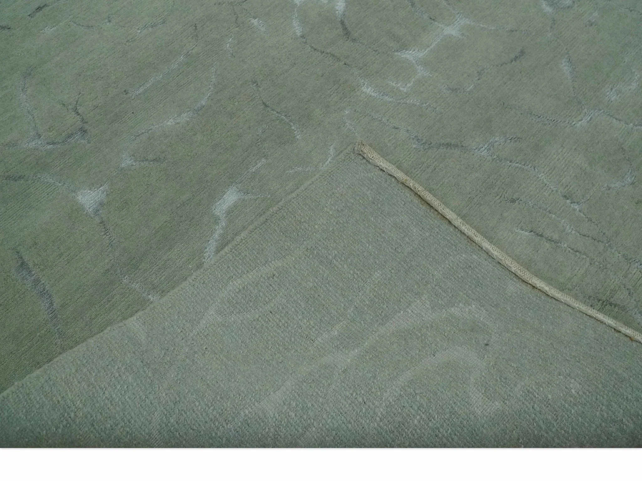 Beige and Silver Modern Abstract Hand loom 6x9 wool and Viscose Area Rug - Image 6