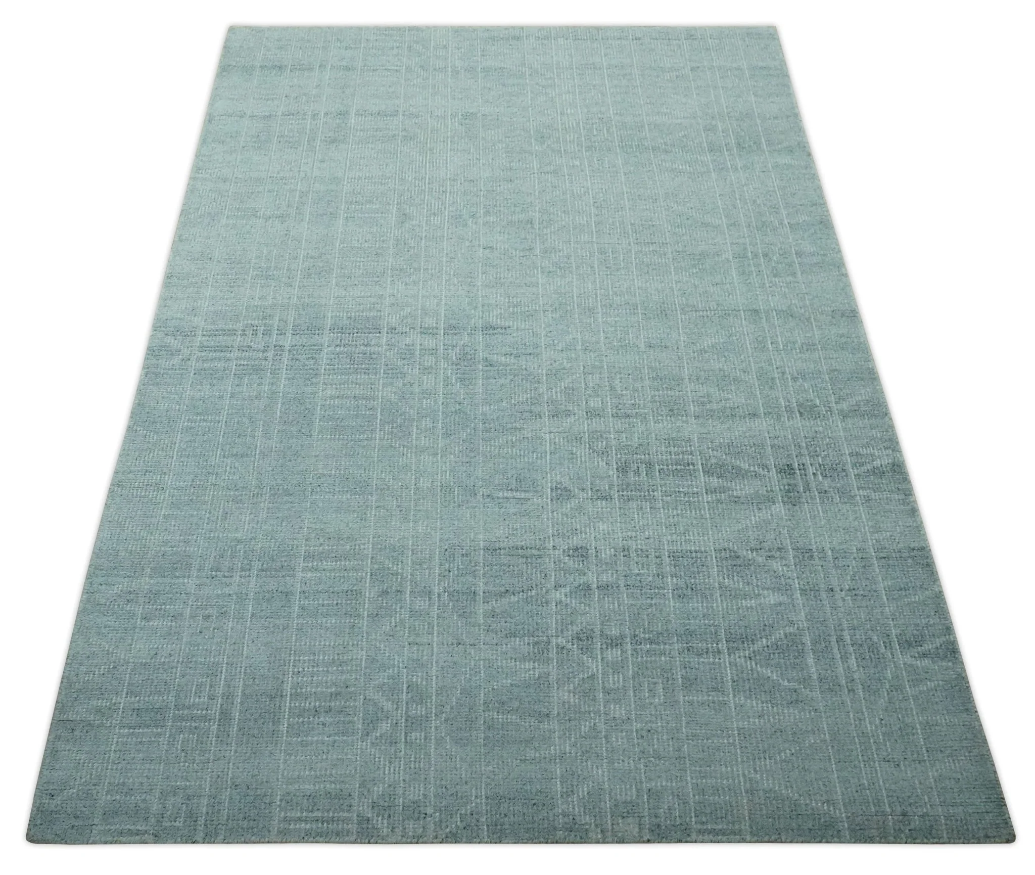 Gray and Silver 5x8 Stripes Design Hand Knotted wool and Art Silk Area Rug - Image 10