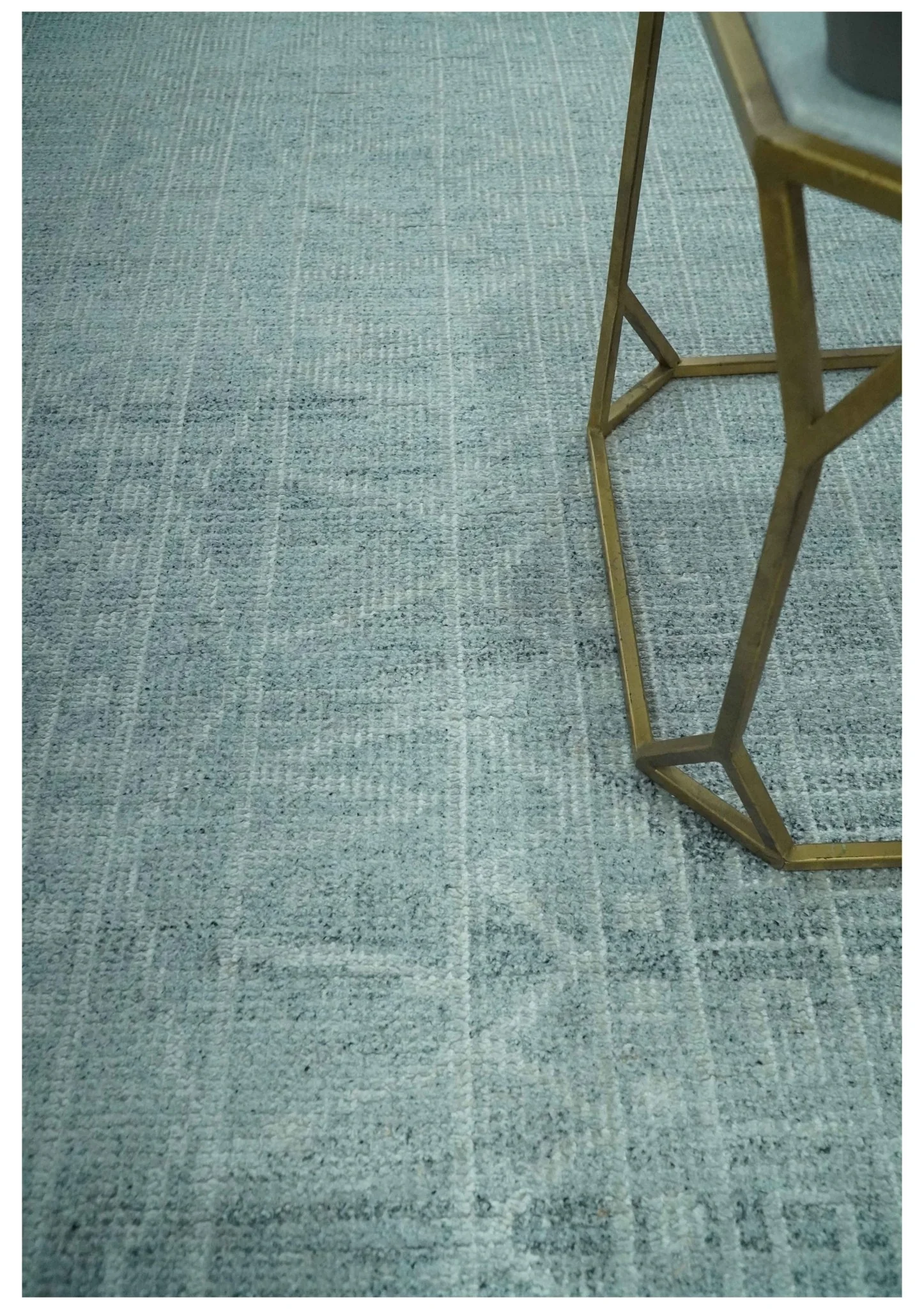 Gray and Silver 5x8 Stripes Design Hand Knotted wool and Art Silk Area Rug - Image 2