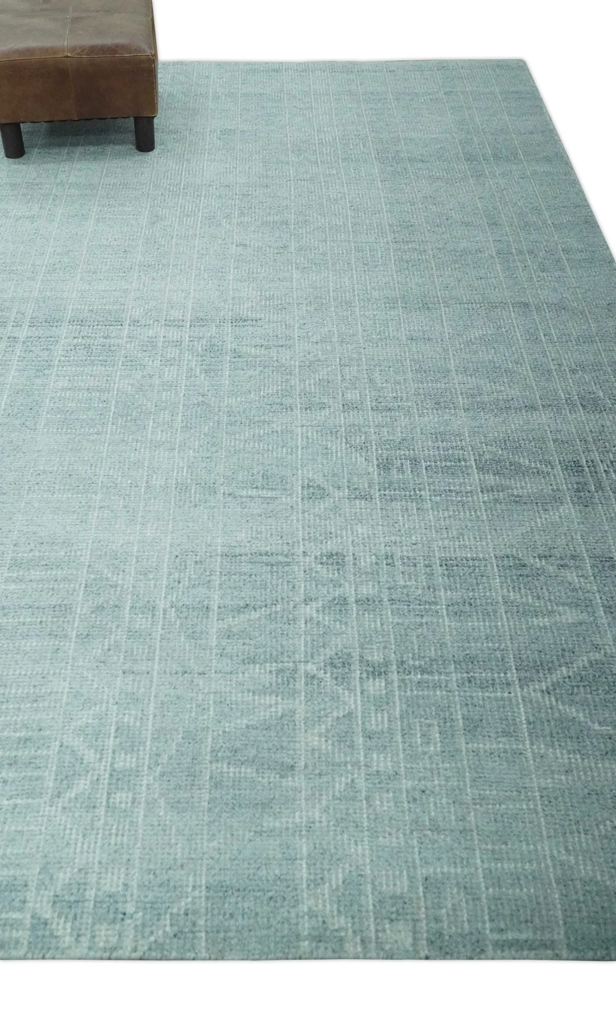 Gray and Silver 5x8 Stripes Design Hand Knotted wool and Art Silk Area Rug - Image 3