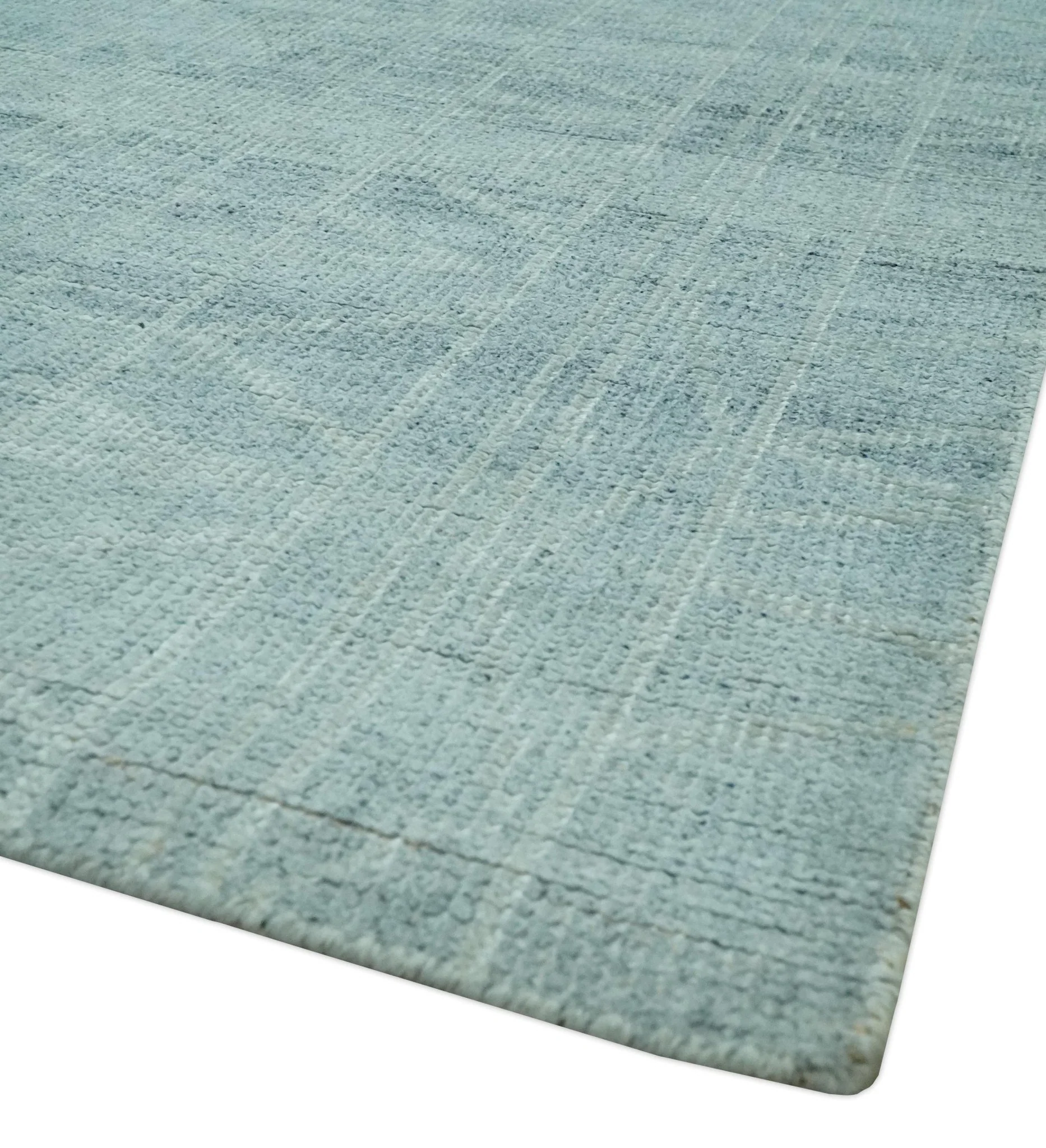 Gray and Silver 5x8 Stripes Design Hand Knotted wool and Art Silk Area Rug - Image 5