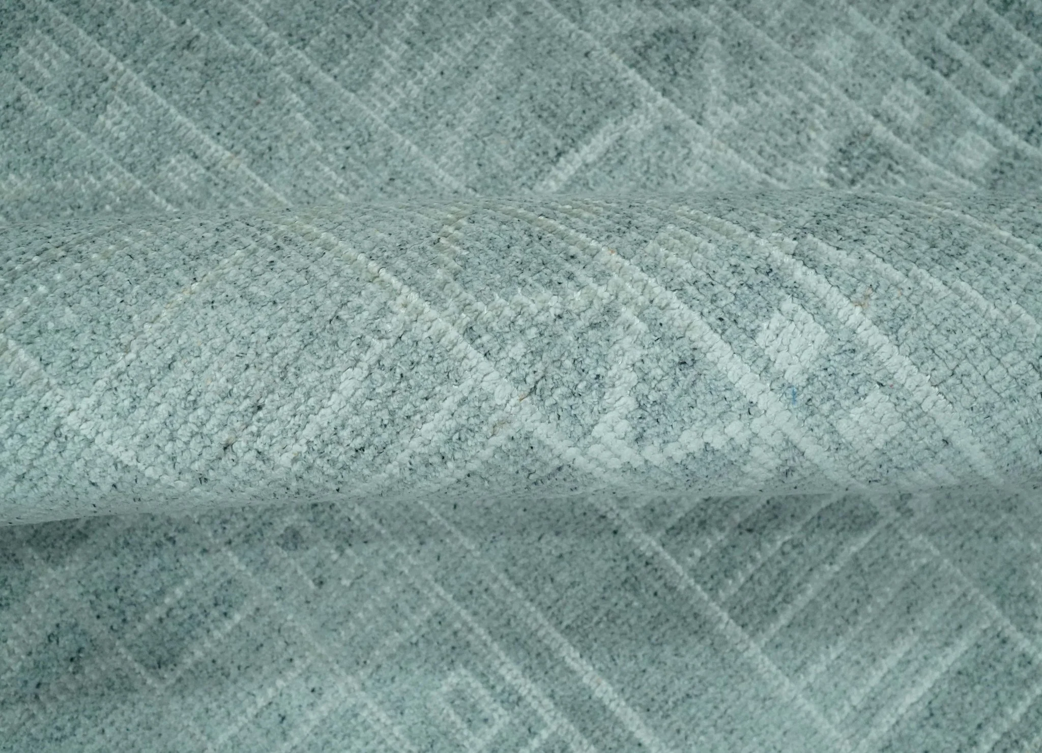 Gray and Silver 5x8 Stripes Design Hand Knotted wool and Art Silk Area Rug - Image 6