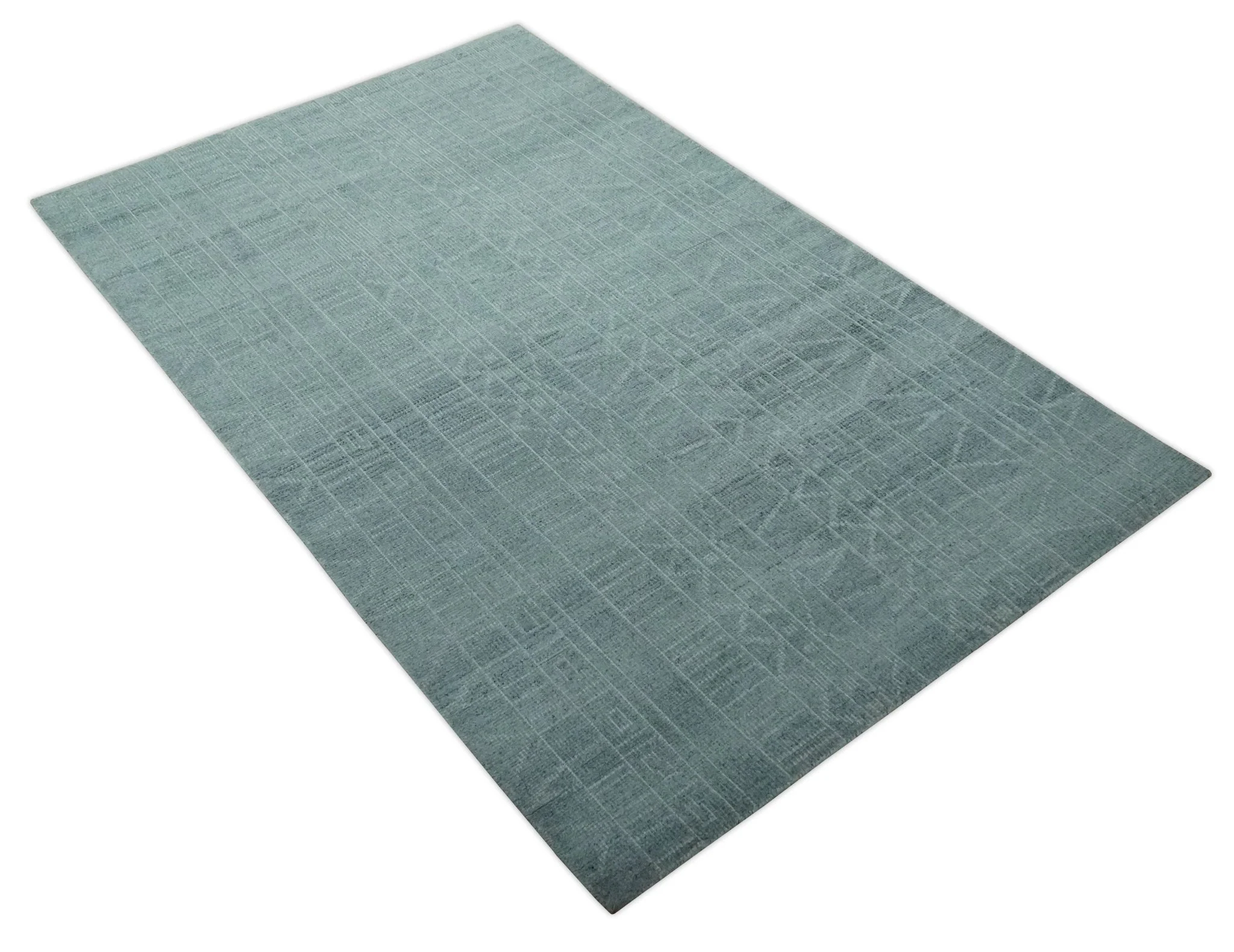 Gray and Silver 5x8 Stripes Design Hand Knotted wool and Art Silk Area Rug - Image 9