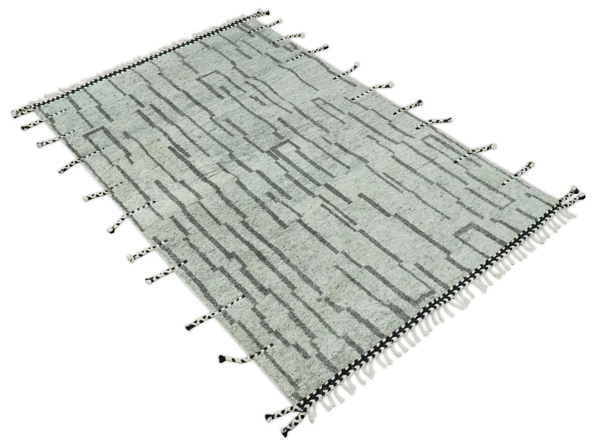 Gray and Taupe Hand Knotted Modern Stripes Deign 5x8 wool area rug - Image 10