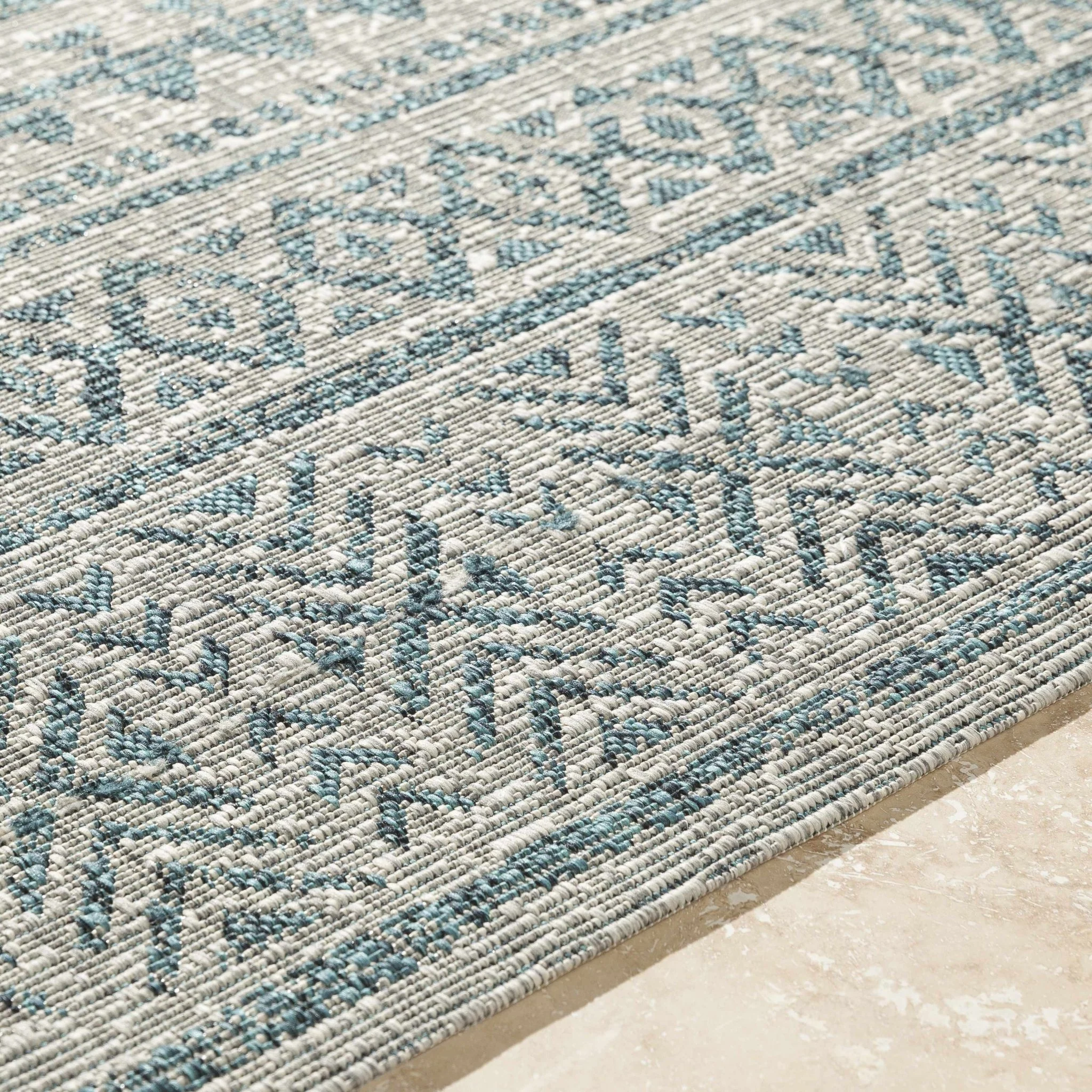 Gray And Teal Chevron Pattern Indoor And Outdoor Area Rug - Image 10