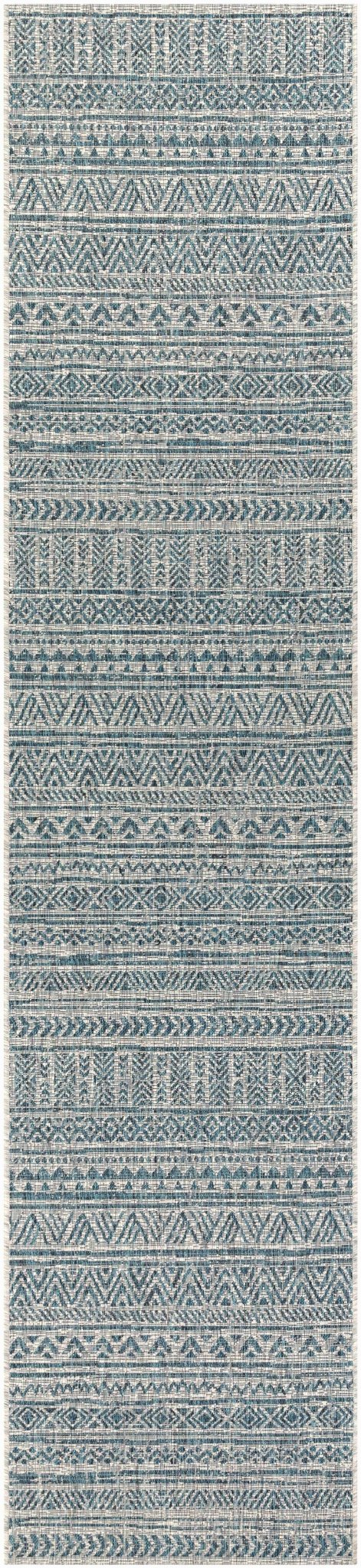 Gray And Teal Chevron Pattern Indoor And Outdoor Area Rug - Image 12