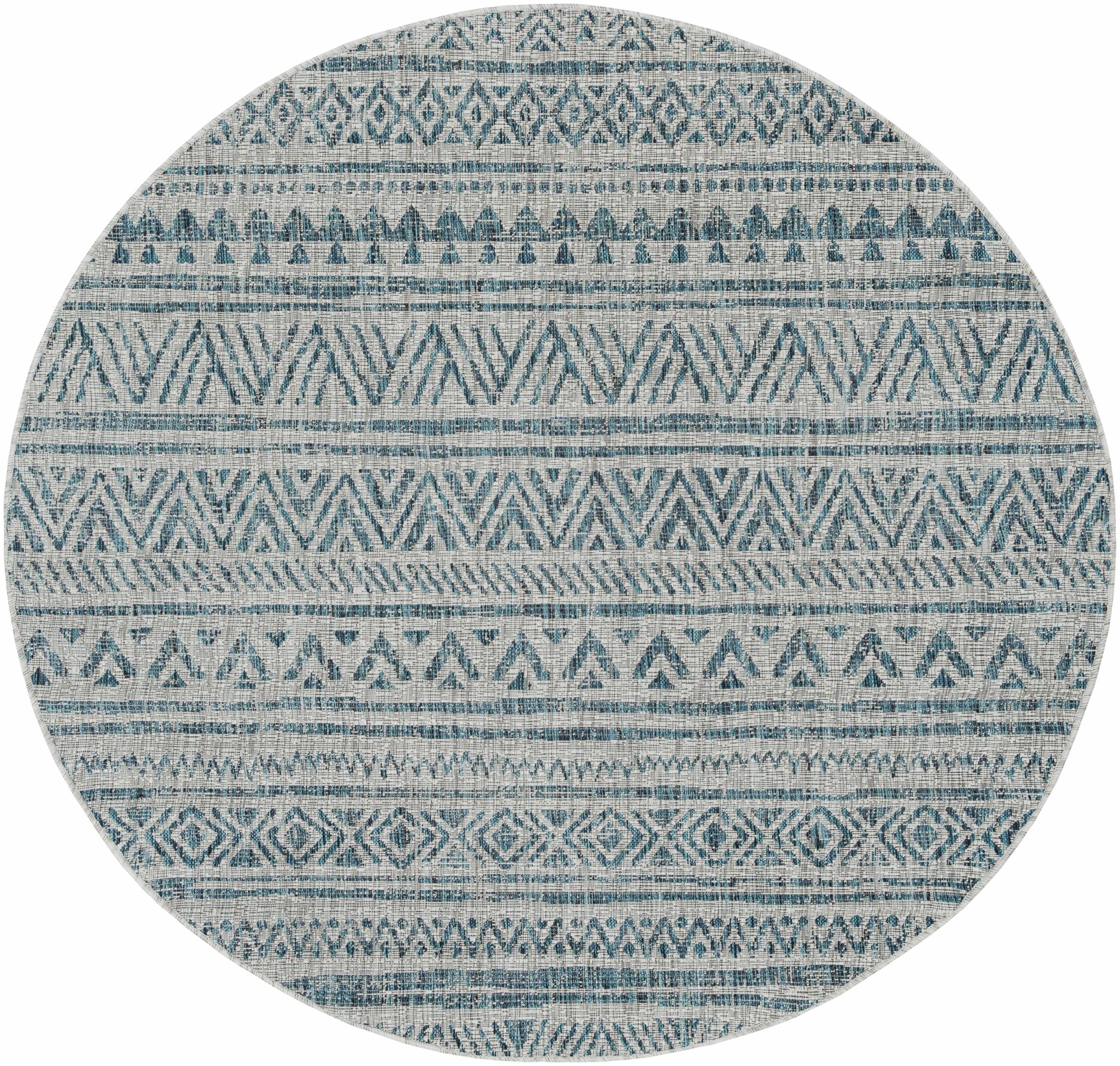 Gray And Teal Chevron Pattern Indoor And Outdoor Area Rug - Image 3