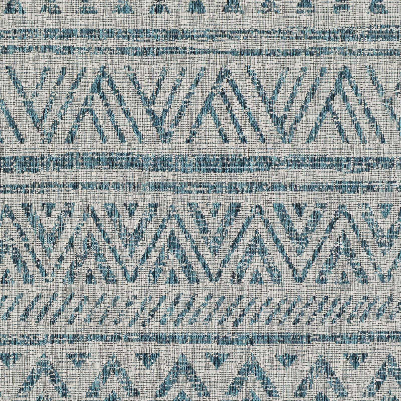 Gray And Teal Chevron Pattern Indoor And Outdoor Area Rug - Image 9