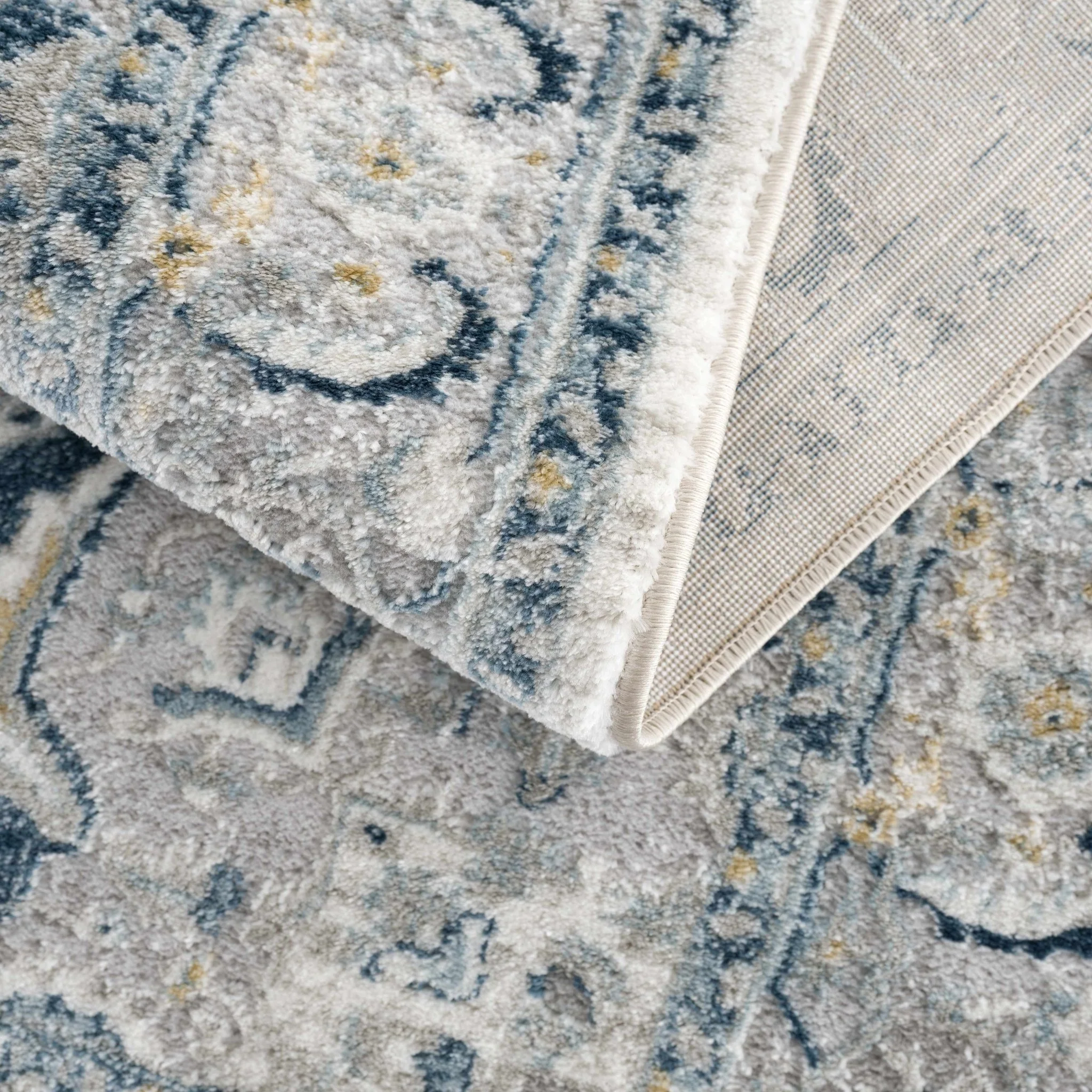 Gray and Teal Traditional Heriz Turkish Design Area Rug - Image 6