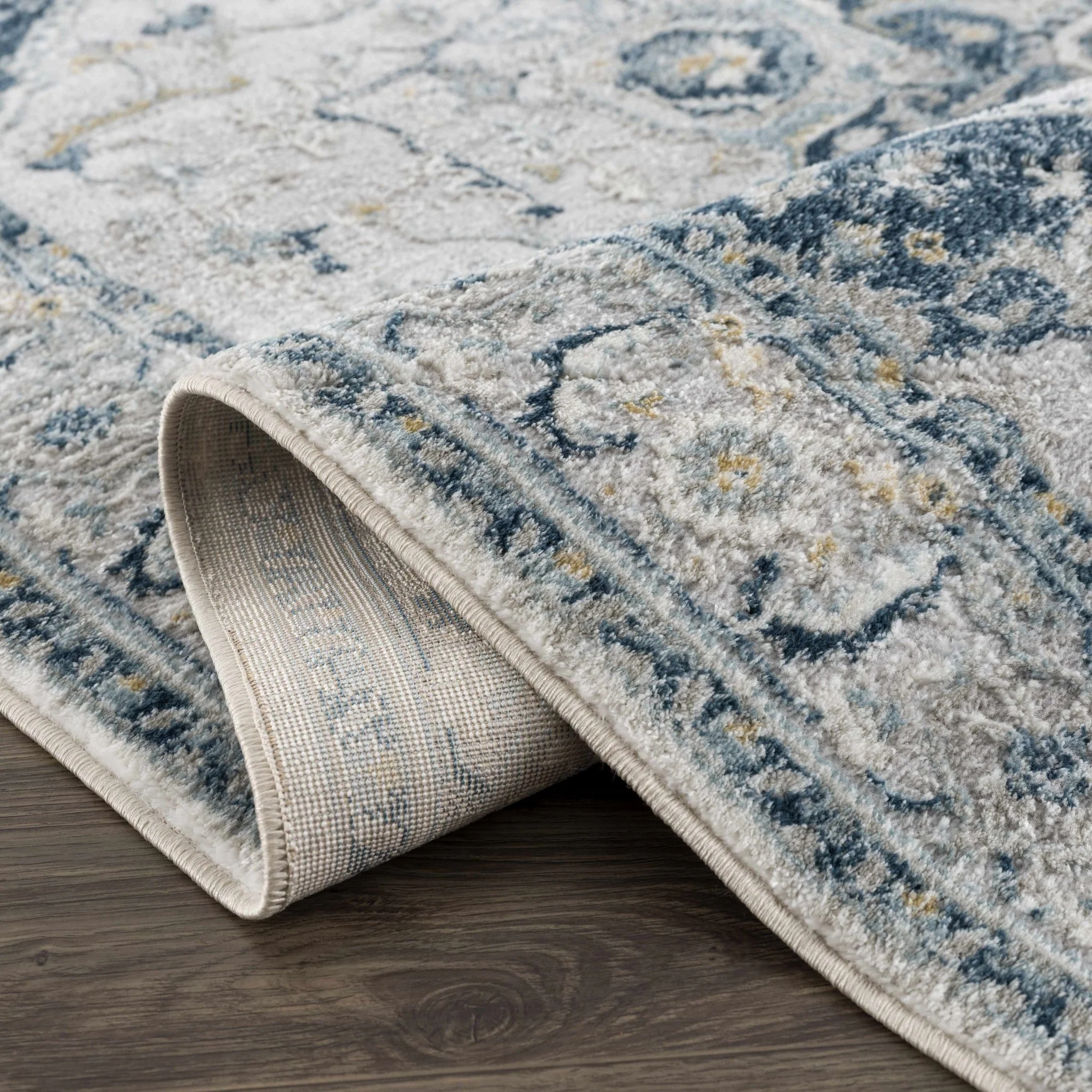 Gray and Teal Traditional Heriz Turkish Design Area Rug - Image 7