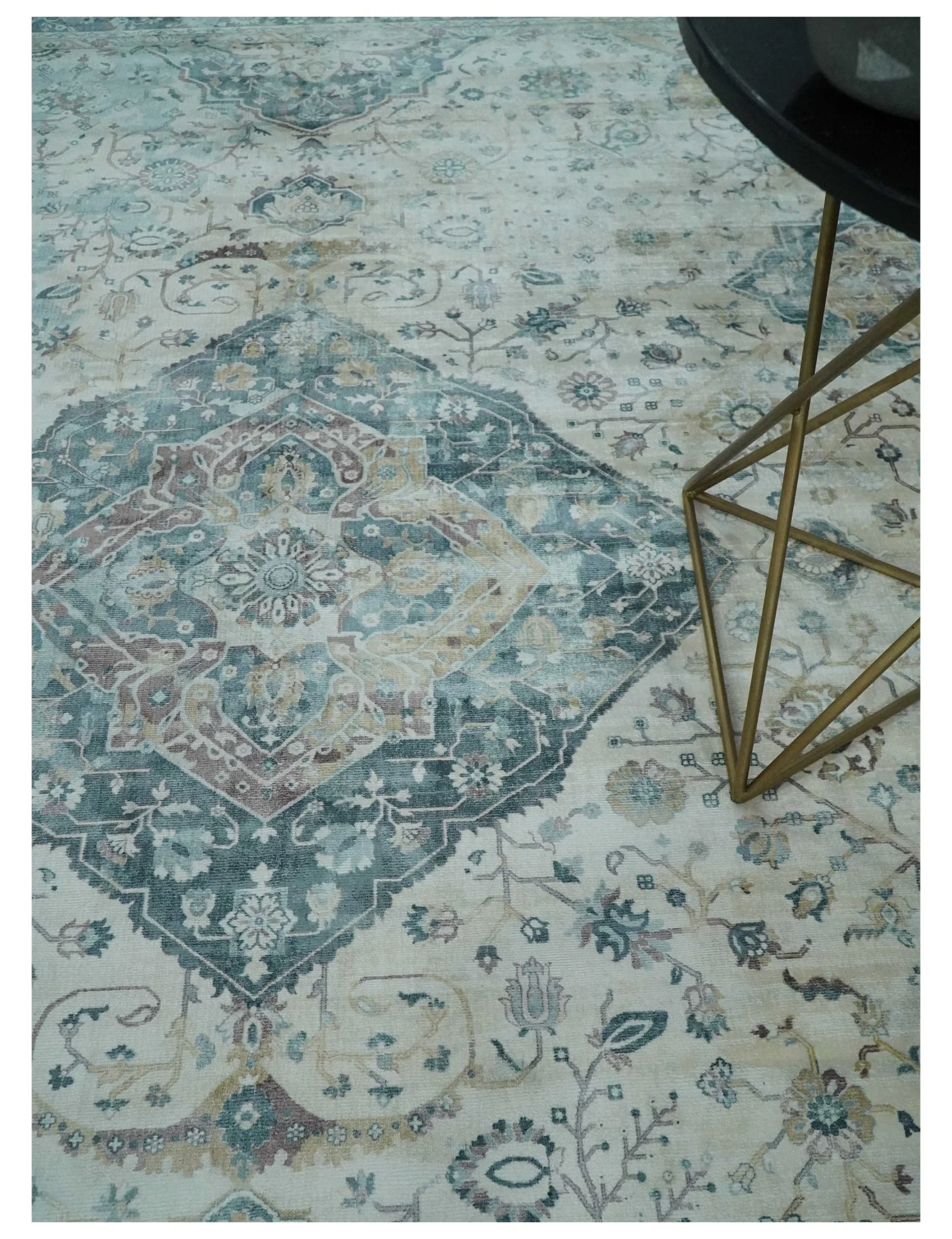 8x10 Gray, Beige and Brown Traditional Vintage Style Hand Tufted Art Silk Area Rug - Image 2