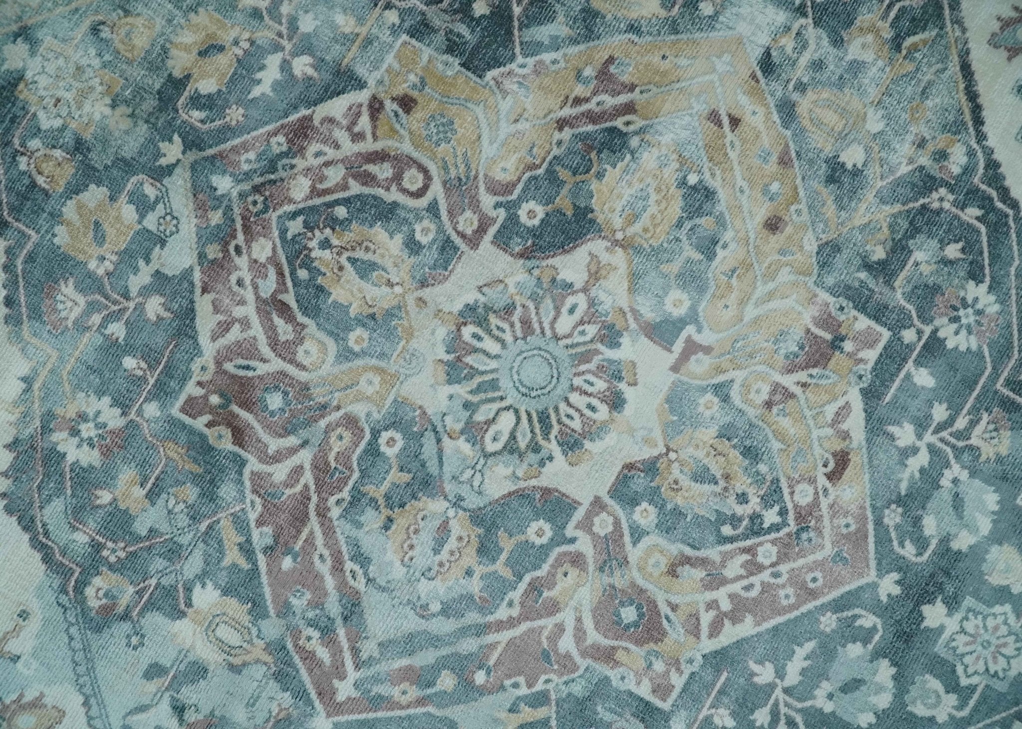 8x10 Gray, Beige and Brown Traditional Vintage Style Hand Tufted Art Silk Area Rug - Image 4