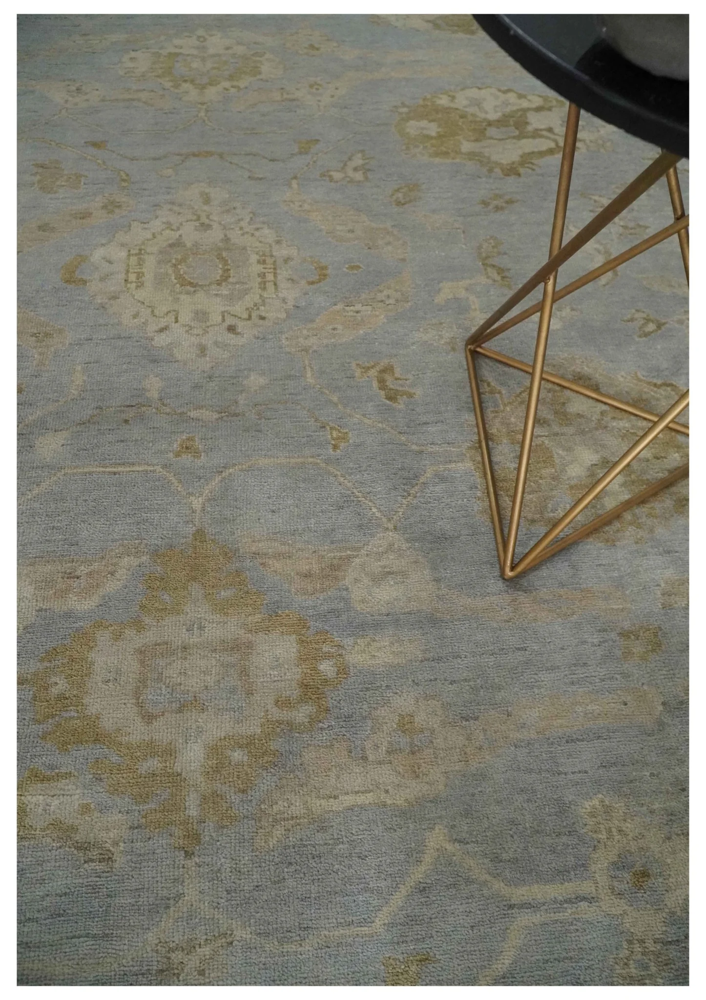 Antique look Gray, Beige and Olive Hand knotted Traditional Oushak 9x12 wool Area Rug - Image 2