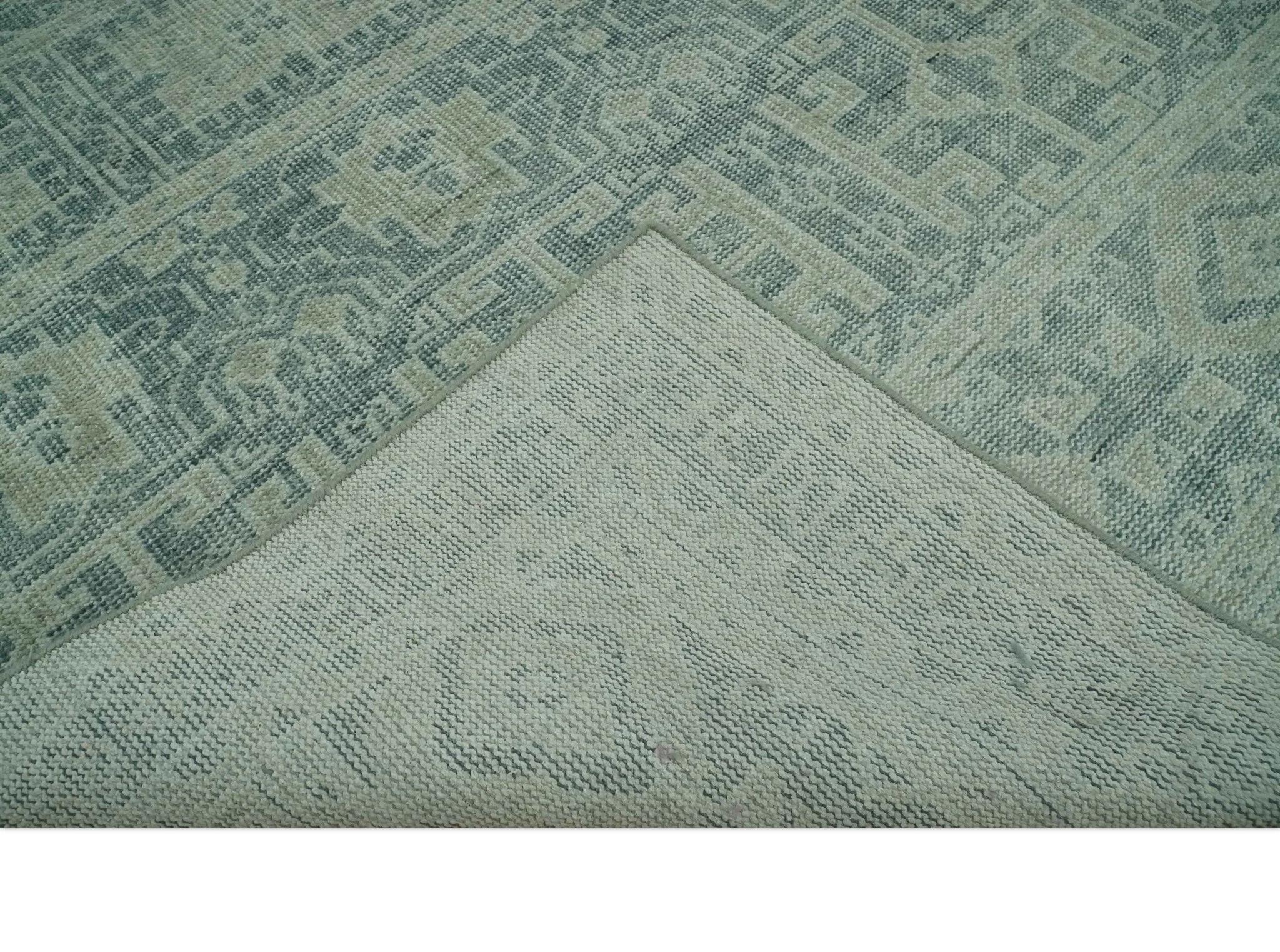 Blue, Beige and Silver 8x10 Hand Knotted Tribal Design wool area rug - Image 7