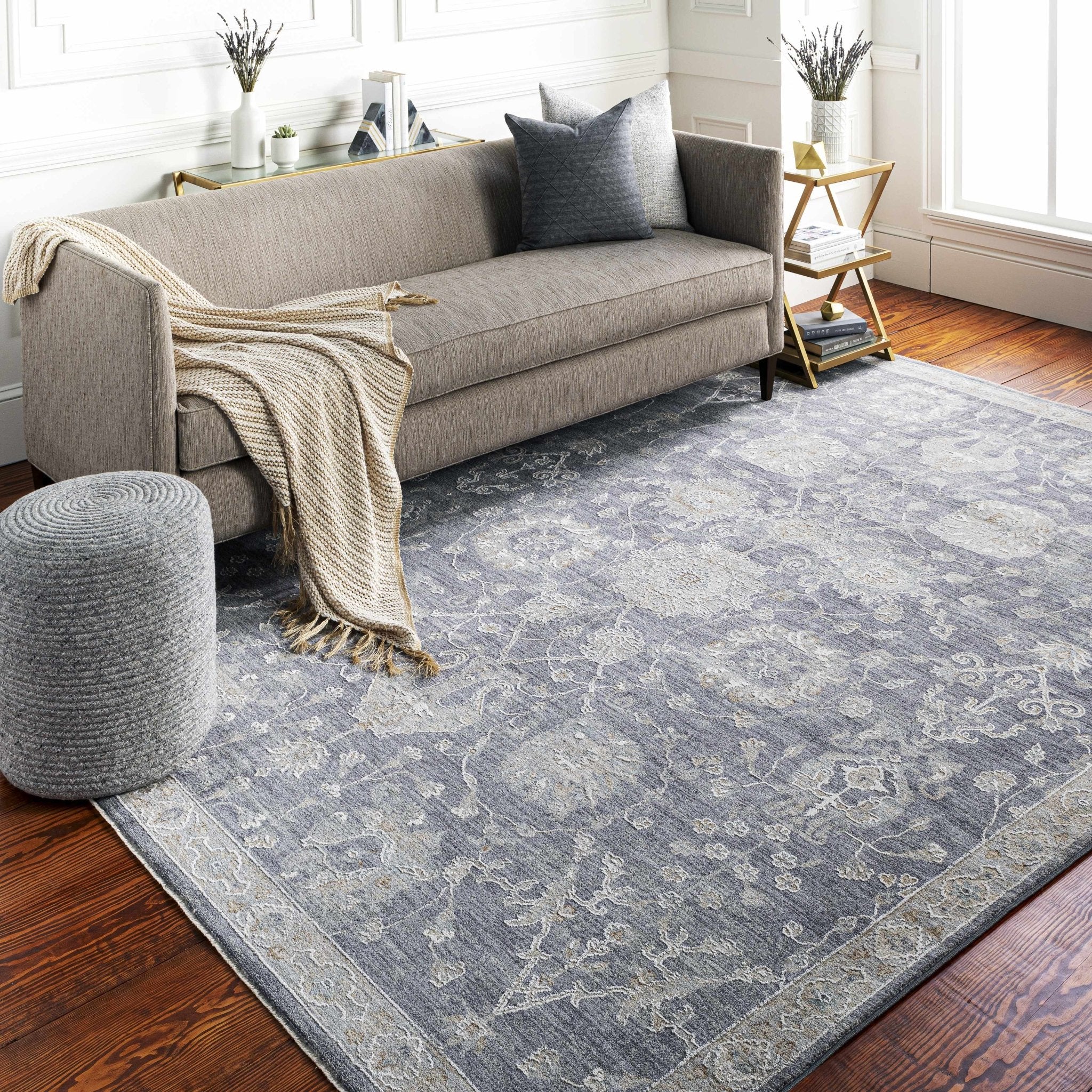Antique Look Gray, Beige and Silver Oriental Oushak Design Area Rug - Image 4
