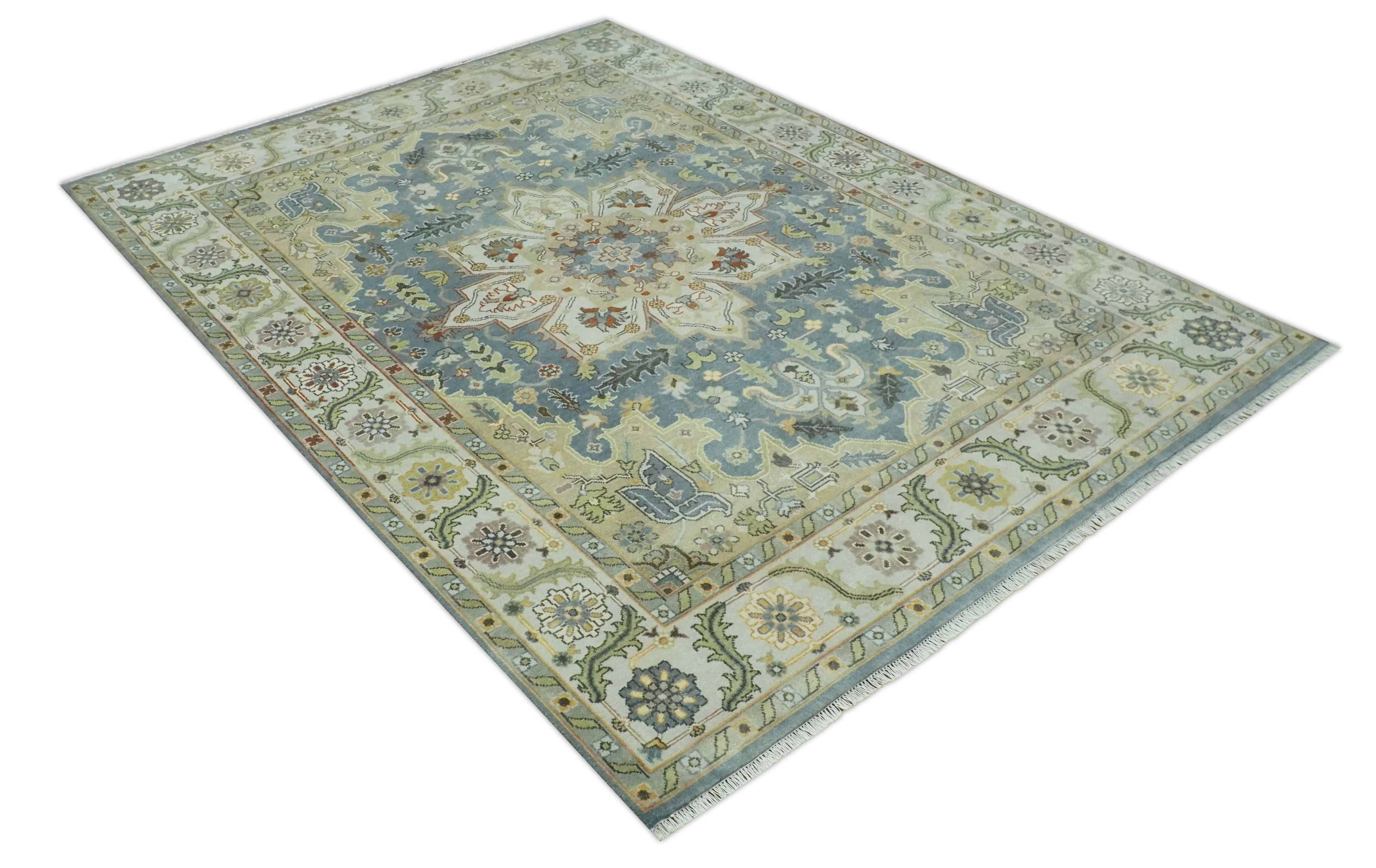 Antique Style Gray, Beige and Silver 9x12 Hand Knotted Traditional Medallion wool rug - Image 10