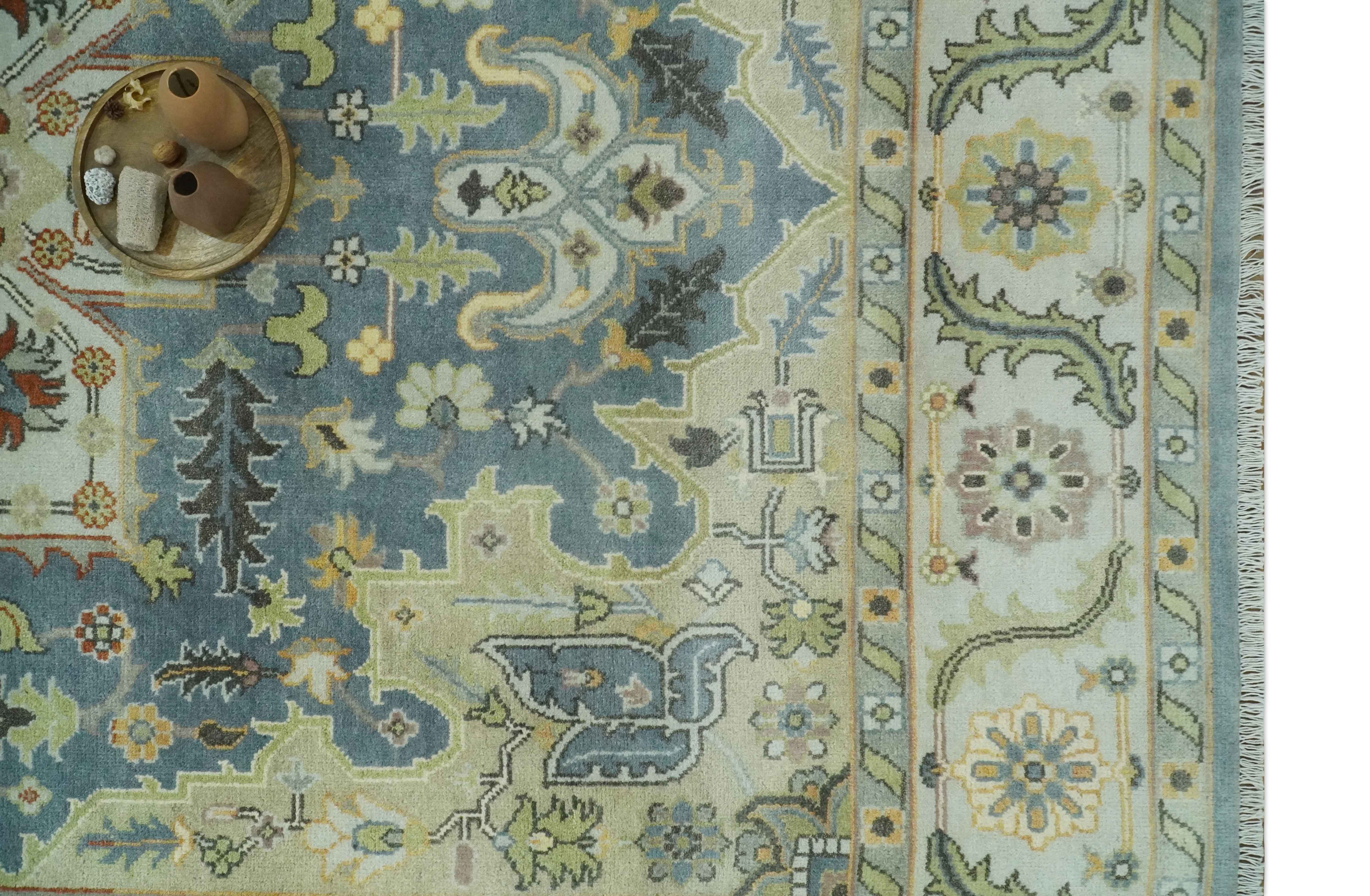 Antique Style Gray, Beige and Silver 9x12 Hand Knotted Traditional Medallion wool rug - Image 11