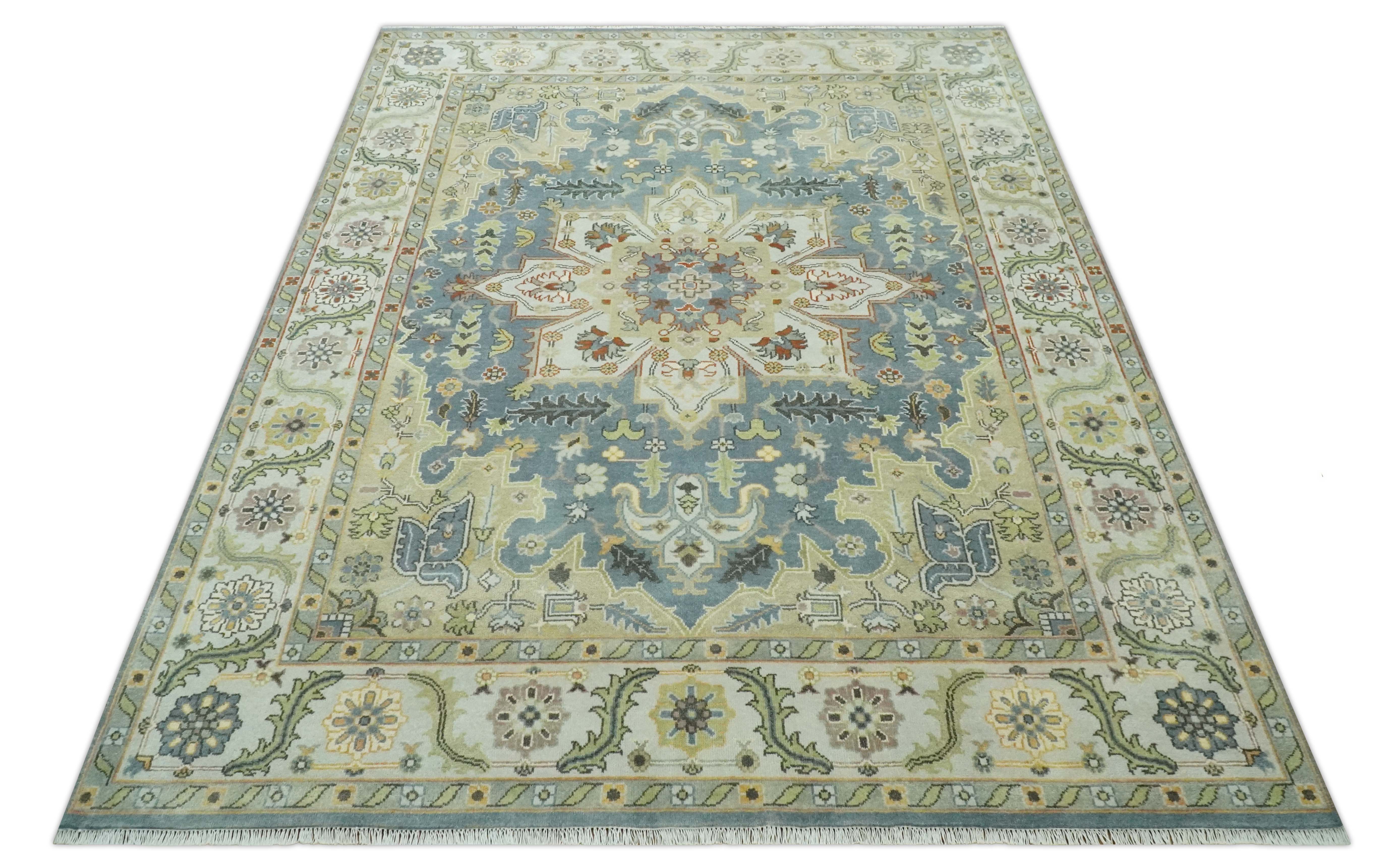 Antique Style Gray, Beige and Silver 9x12 Hand Knotted Traditional Medallion wool rug - Image 12