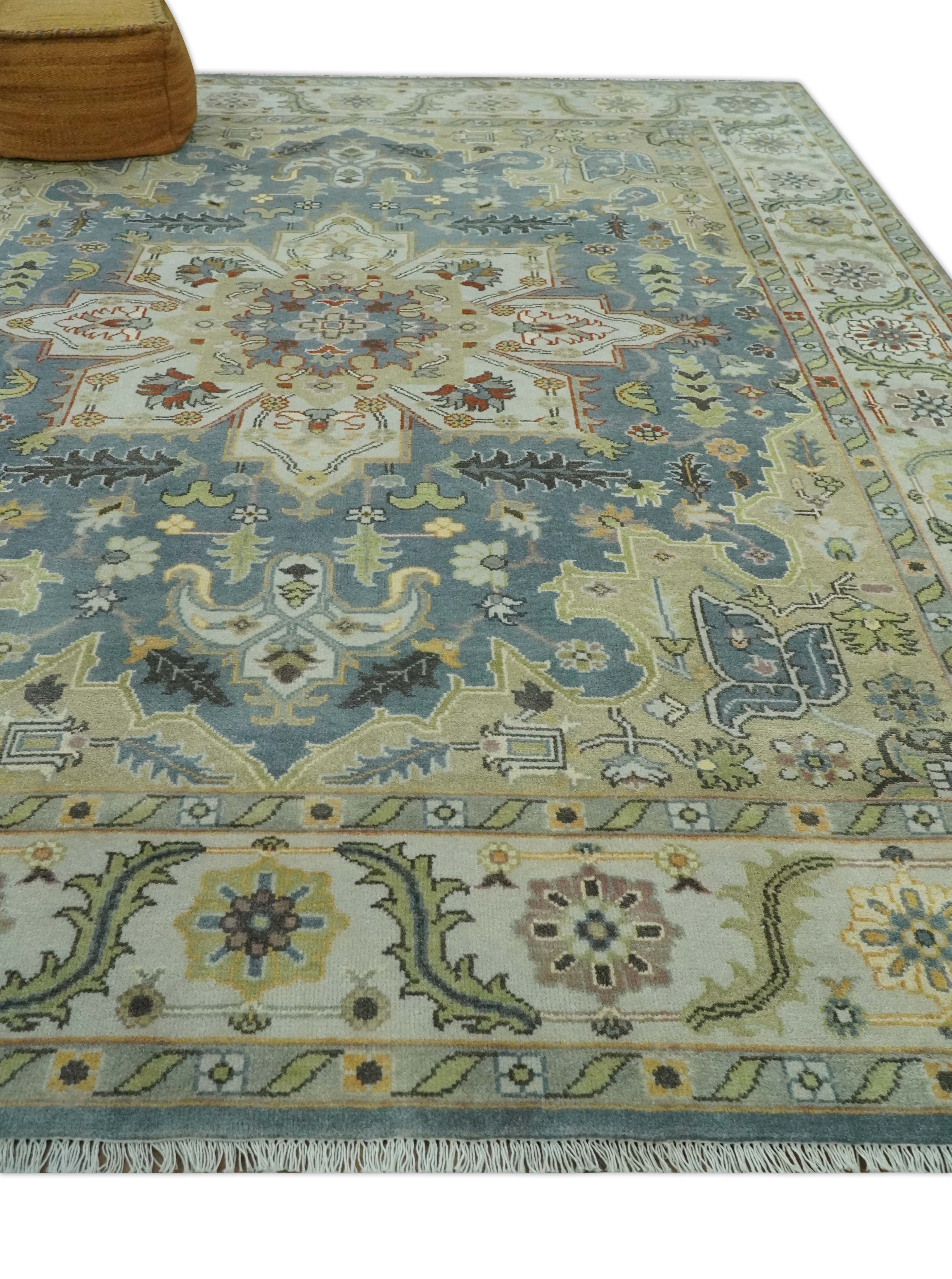 Antique Style Gray, Beige and Silver 9x12 Hand Knotted Traditional Medallion wool rug - Image 3