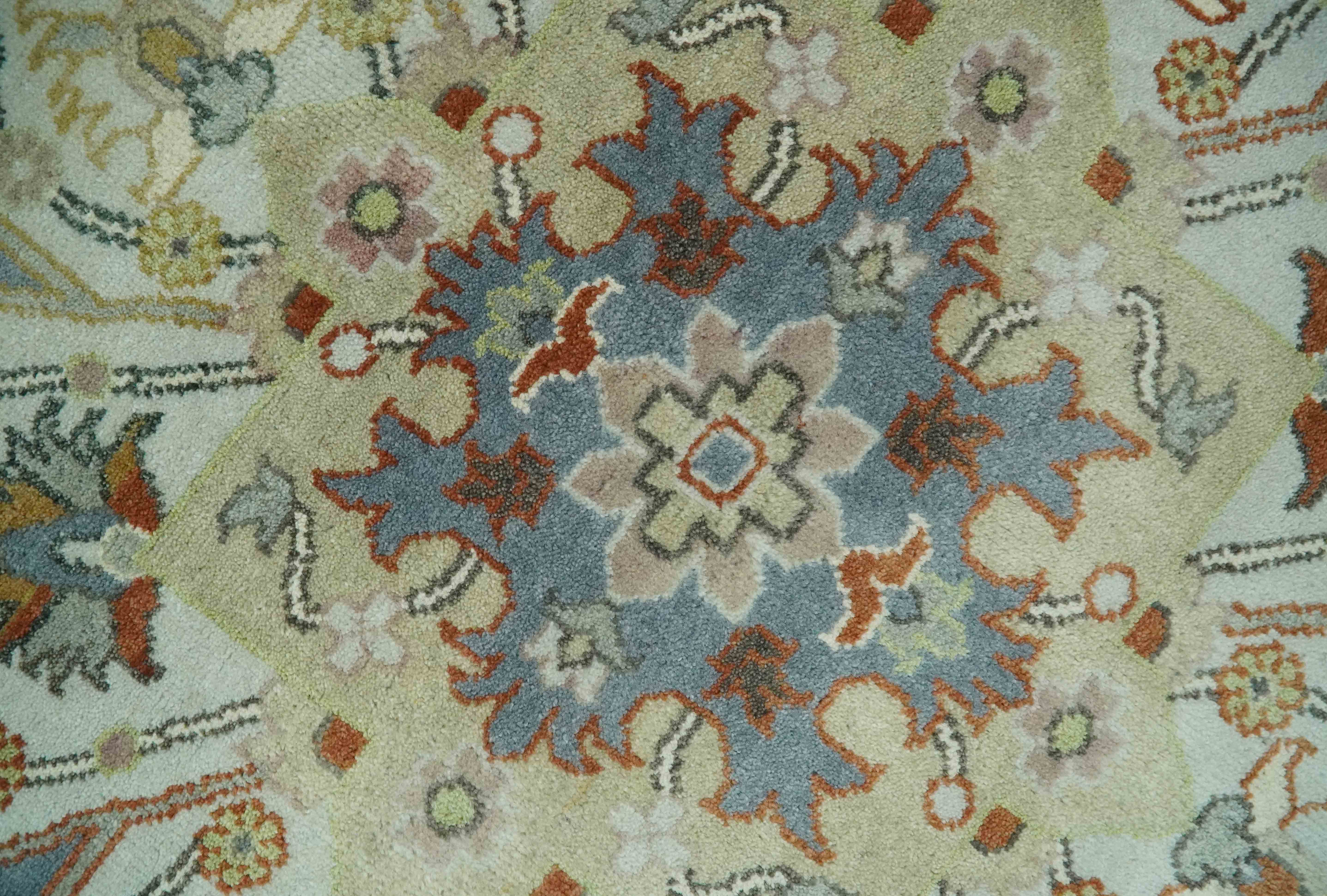 Antique Style Gray, Beige and Silver 9x12 Hand Knotted Traditional Medallion wool rug - Image 4