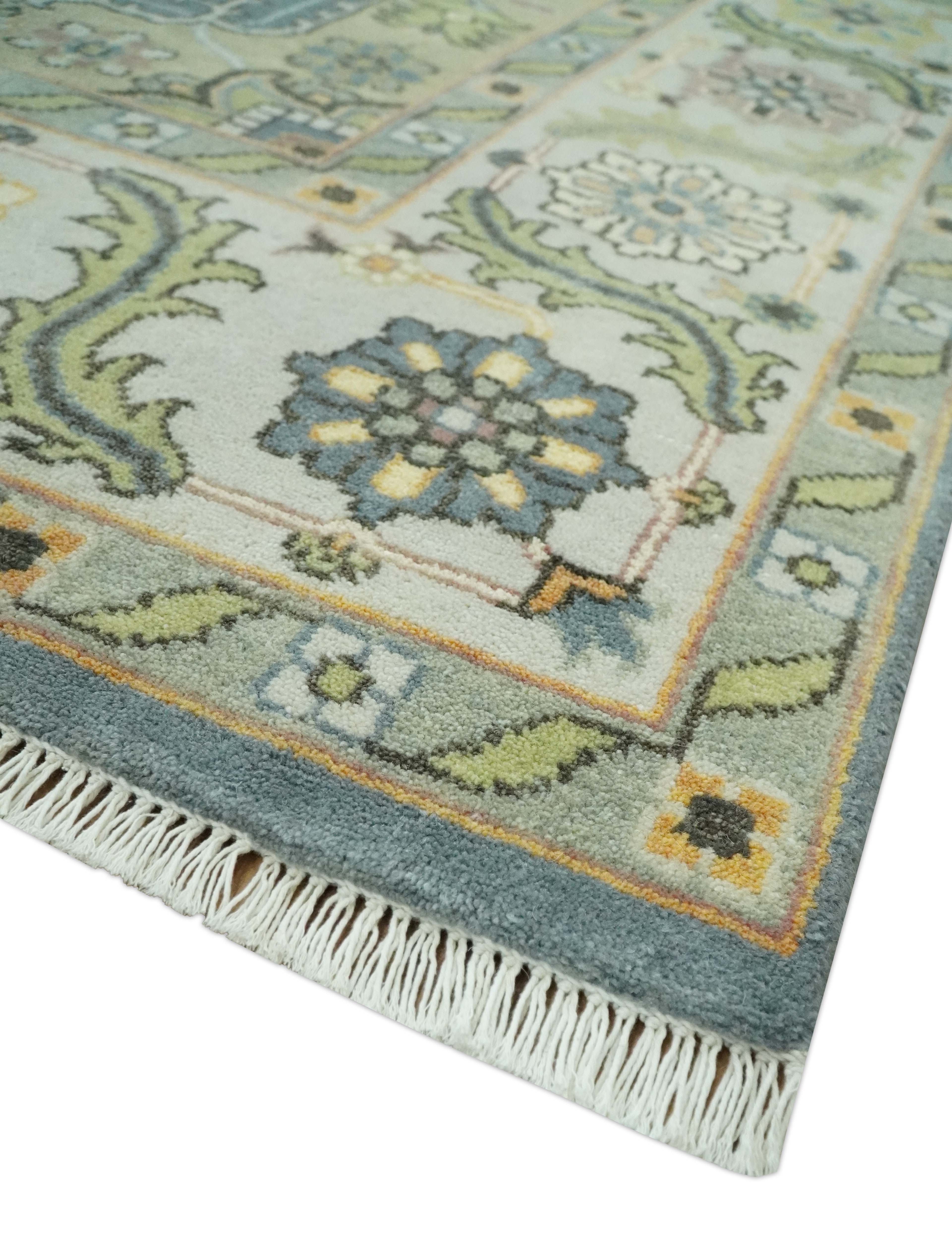 Antique Style Gray, Beige and Silver 9x12 Hand Knotted Traditional Medallion wool rug - Image 5
