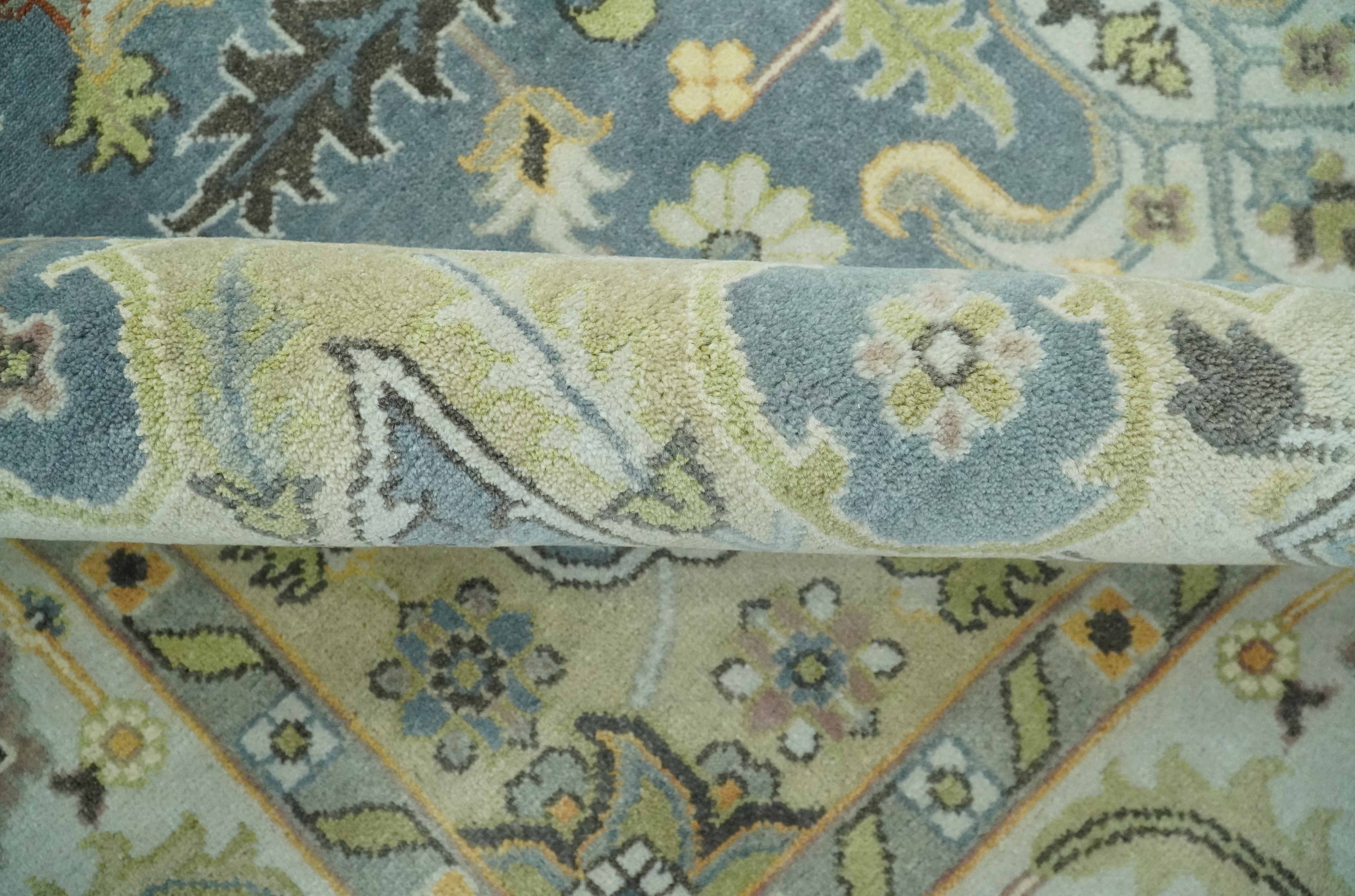 Antique Style Gray, Beige and Silver 9x12 Hand Knotted Traditional Medallion wool rug - Image 6