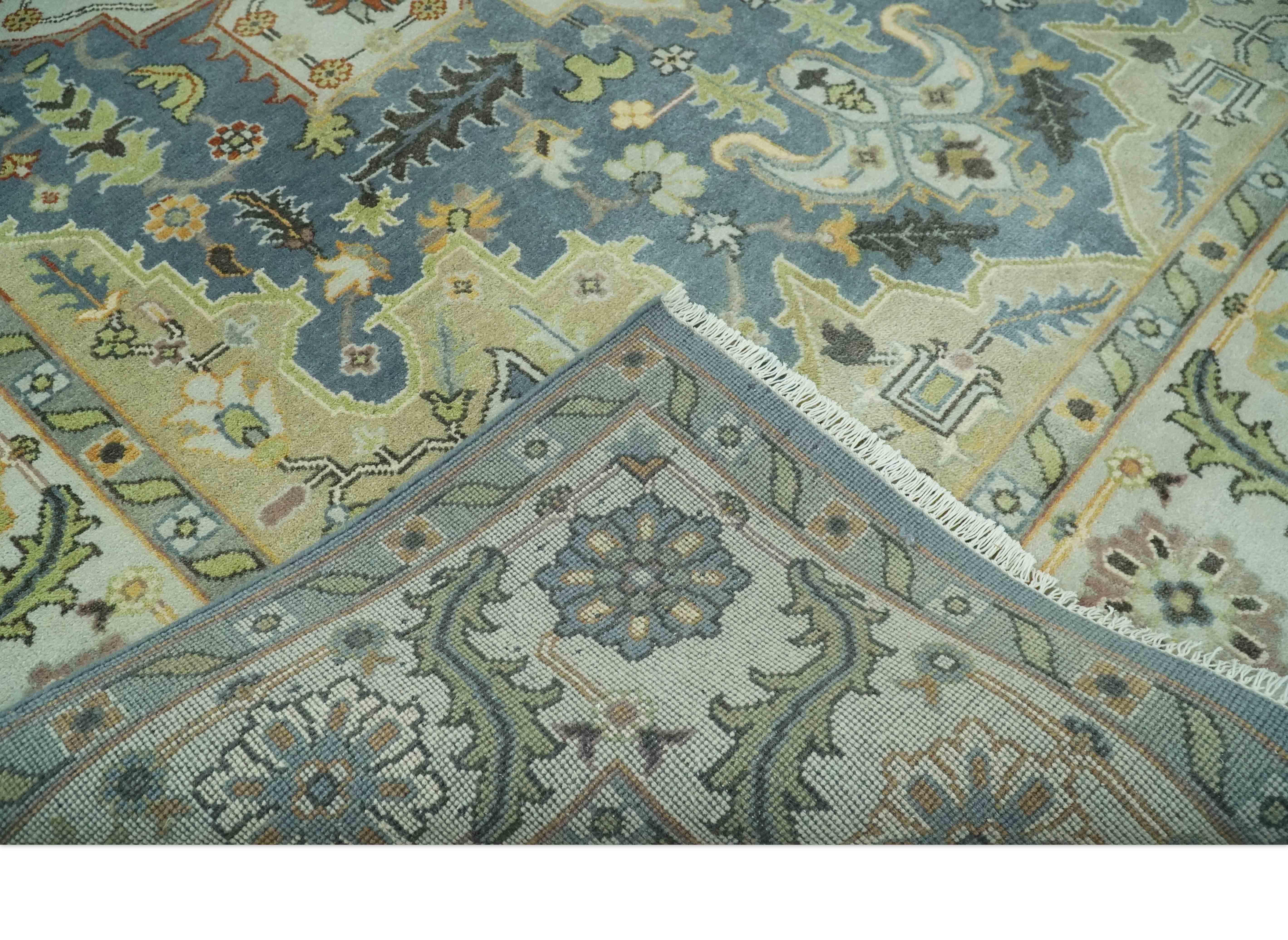 Antique Style Gray, Beige and Silver 9x12 Hand Knotted Traditional Medallion wool rug - Image 7
